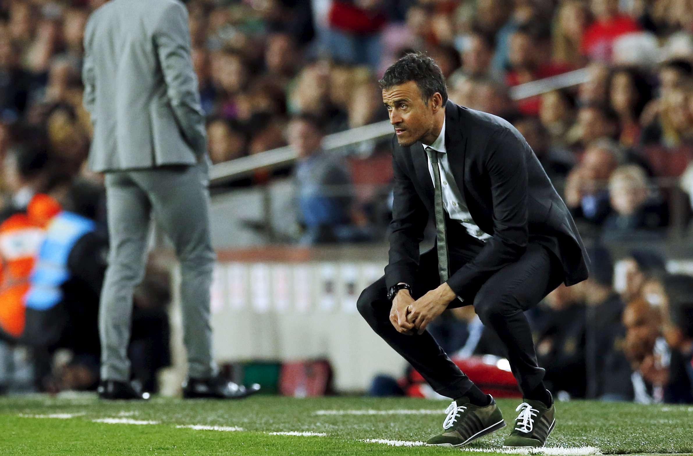 Barcelona manager Luis Enrique still believes his team will hang on to claim the La Liga title. Photo: Reuters
