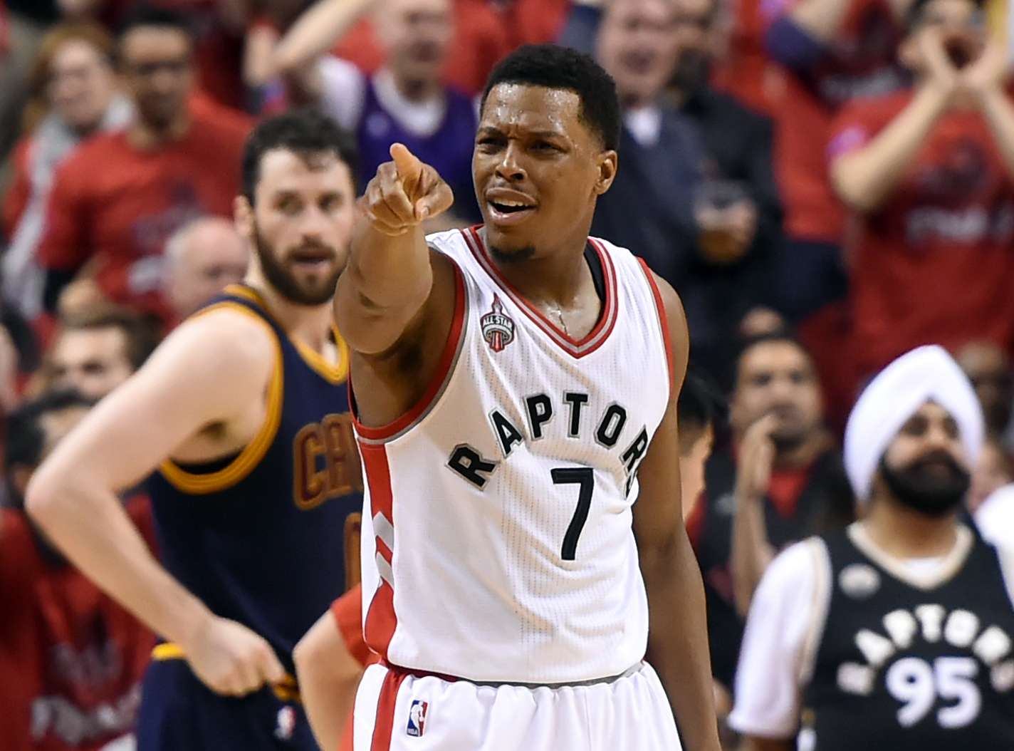 Kyle Lowry gestures in reaction to a call. Photo: USA TODAY Sports