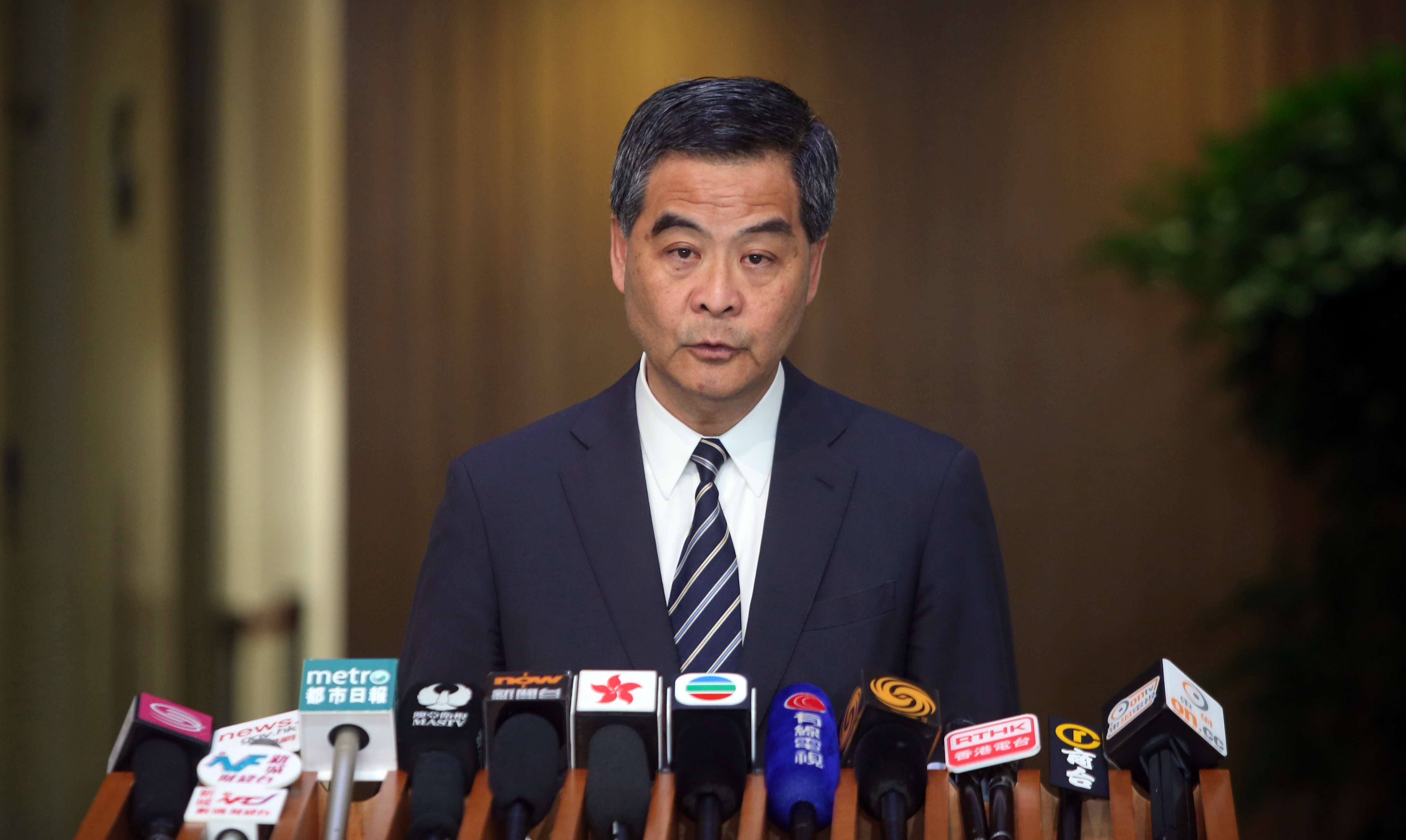 Chief Executive Leung Chun-ying did not reveal whether he would run for another term. Photo: Sam Tsang