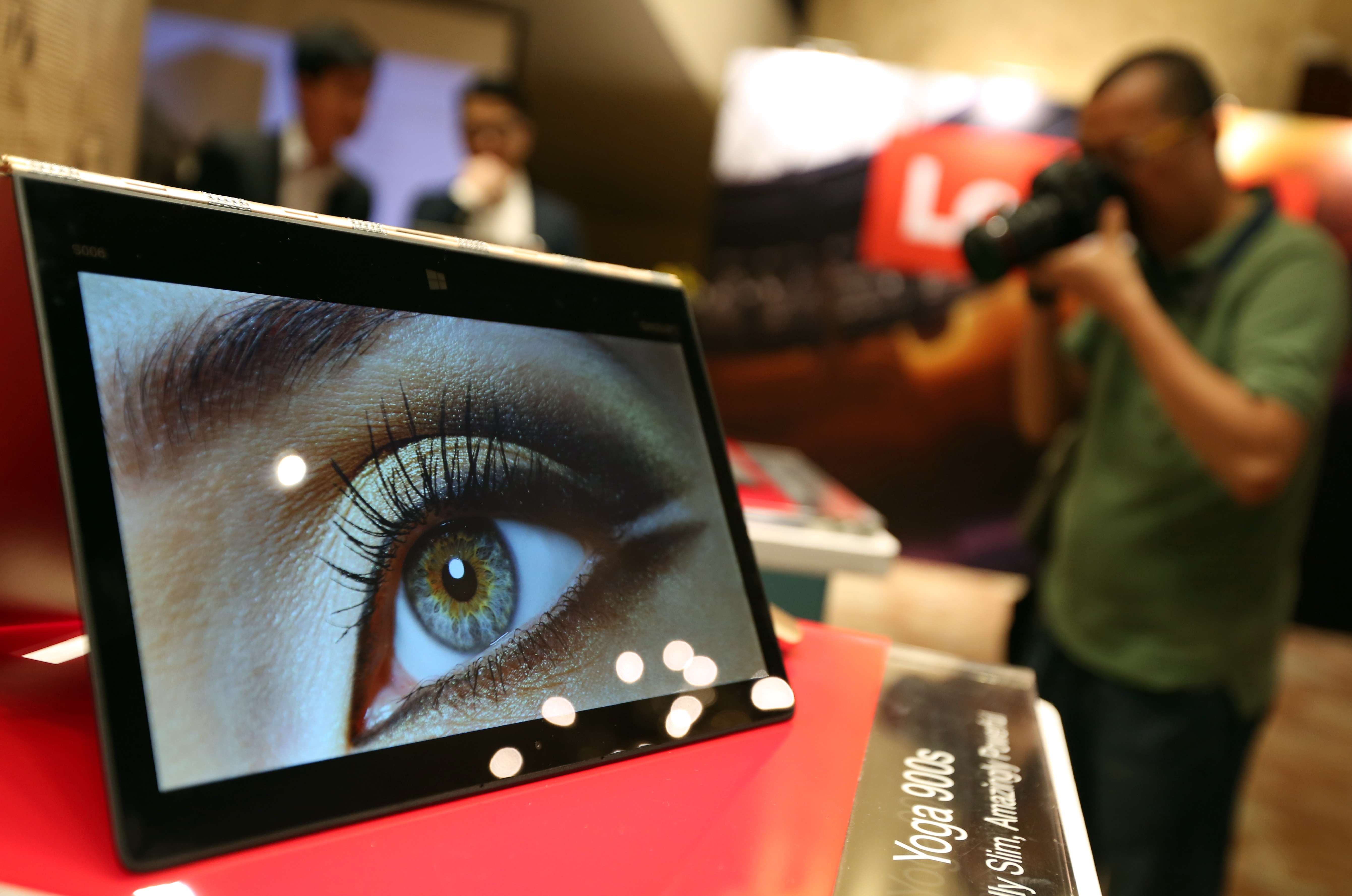 Lenovo products on display during the company's recent annual results announcement. Photo: Nora Tam