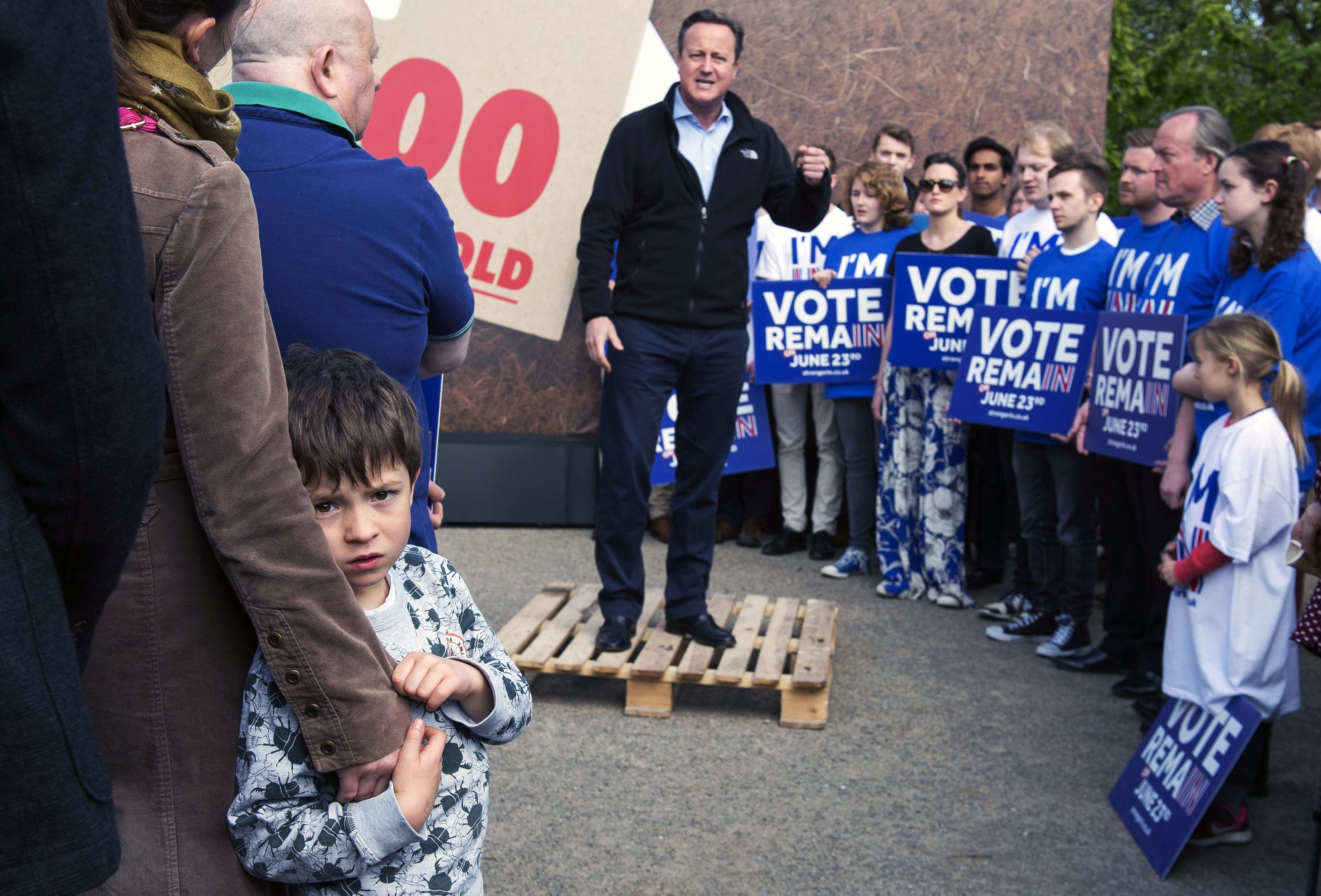 British Prime Minister David Cameron delivers a speech to supporters of the Remain campaign in Witney, Oxfordshire, last month. Photo: EPA