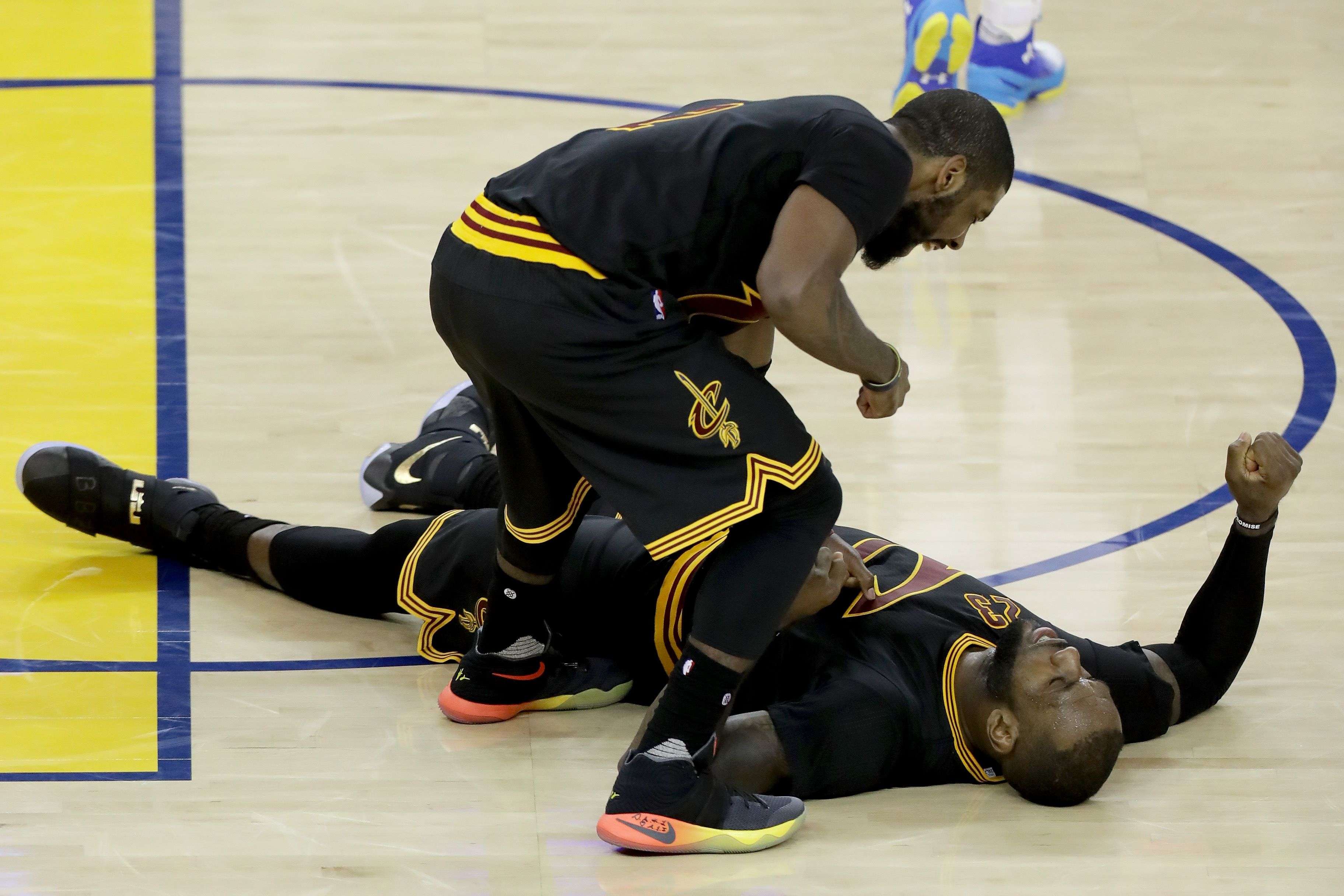 Kyrie Irving and LeBron James combined for the Cleveland Cavaliers to drag the NBA Finals series into game six. Photo: AFP