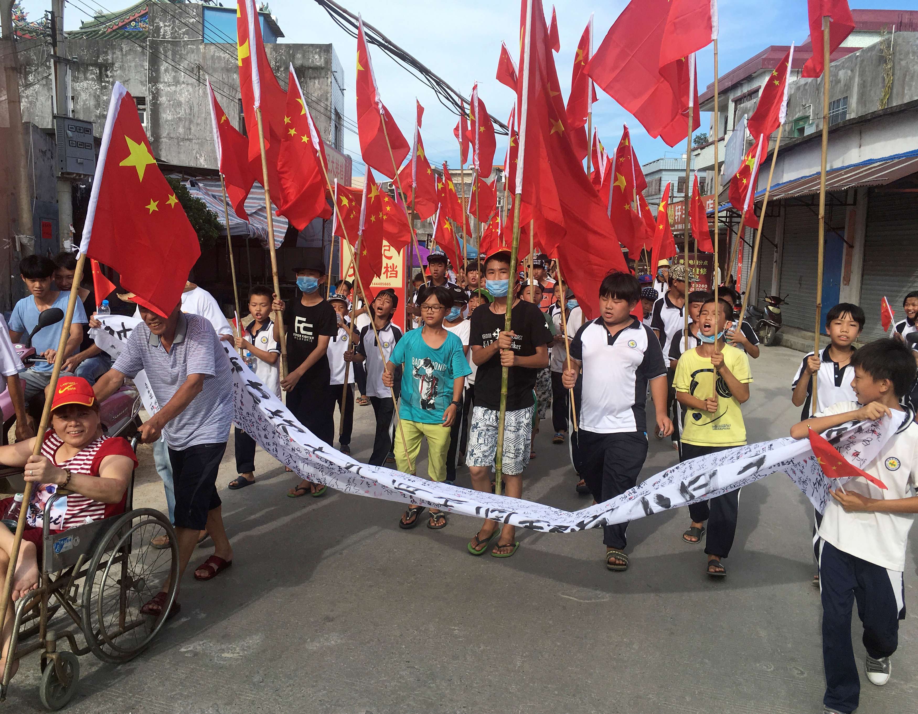 Villagers pictured during a protest in Wukan on Sunday. Photo: Reuters