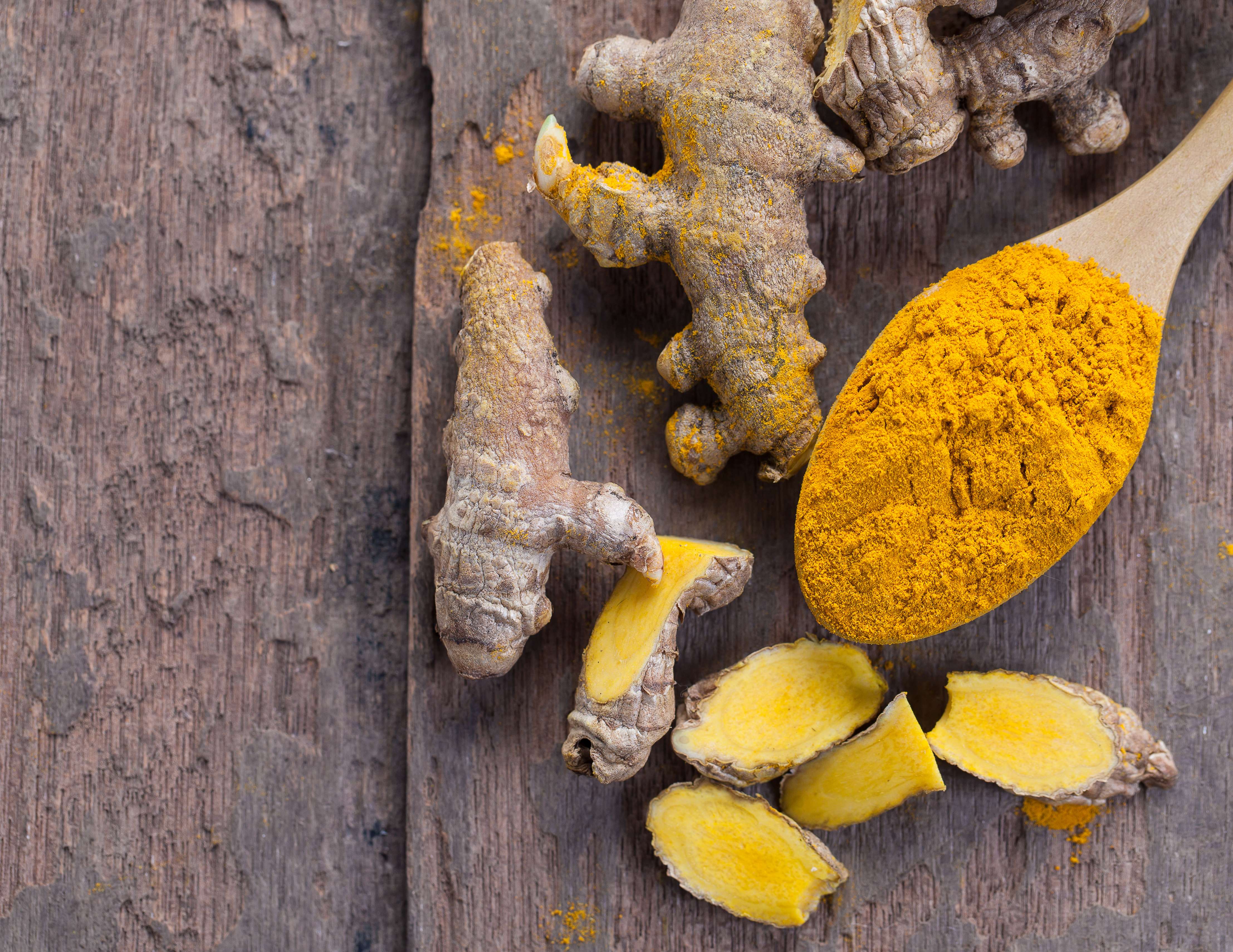 The yellow root from South Asia is a well known ingredient in curries and Middle Eastern dishes and has a large number of health benefits