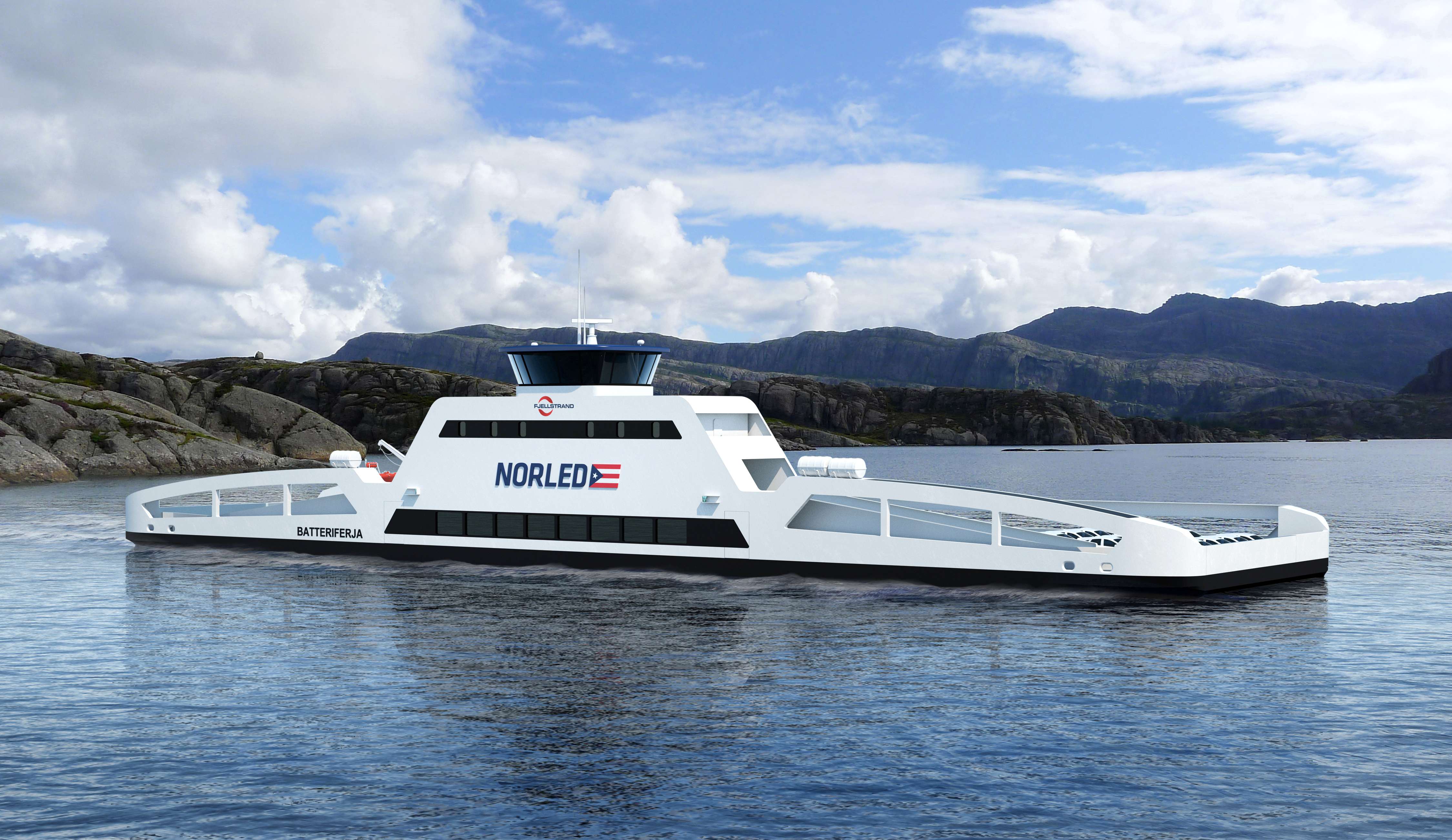 The world’s first electric ferry, 80 metres long and 20 metres wide, crosses a fjord in southern Norway in 20-minute stints, travelling 6km stretches 34 times a day. Photo: Norled