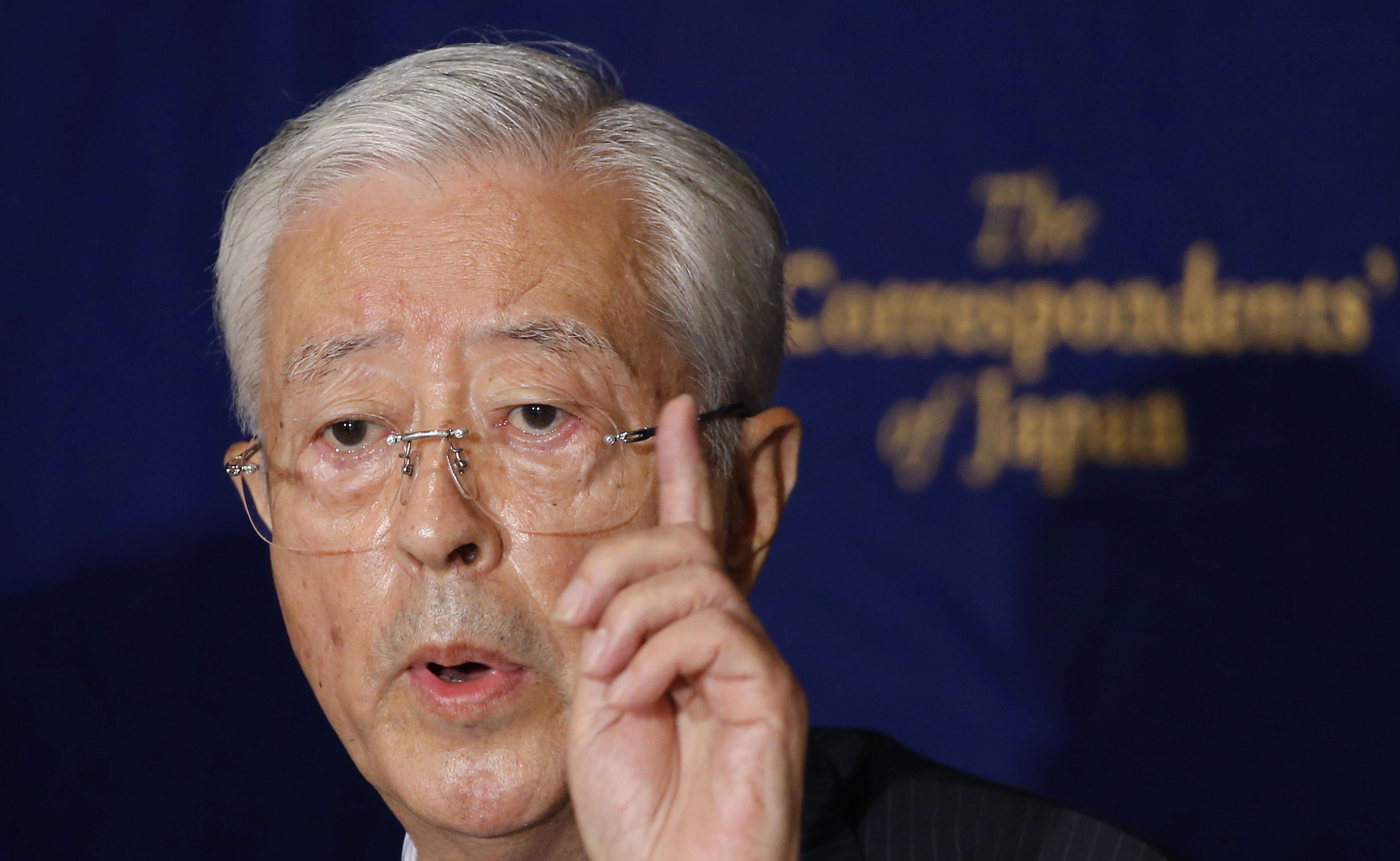 Tadae Takubo, chairman of Nippon Kaigi, speaks at the Foreign Correspondents' Club of Japan in Tokyo. Photo: AP