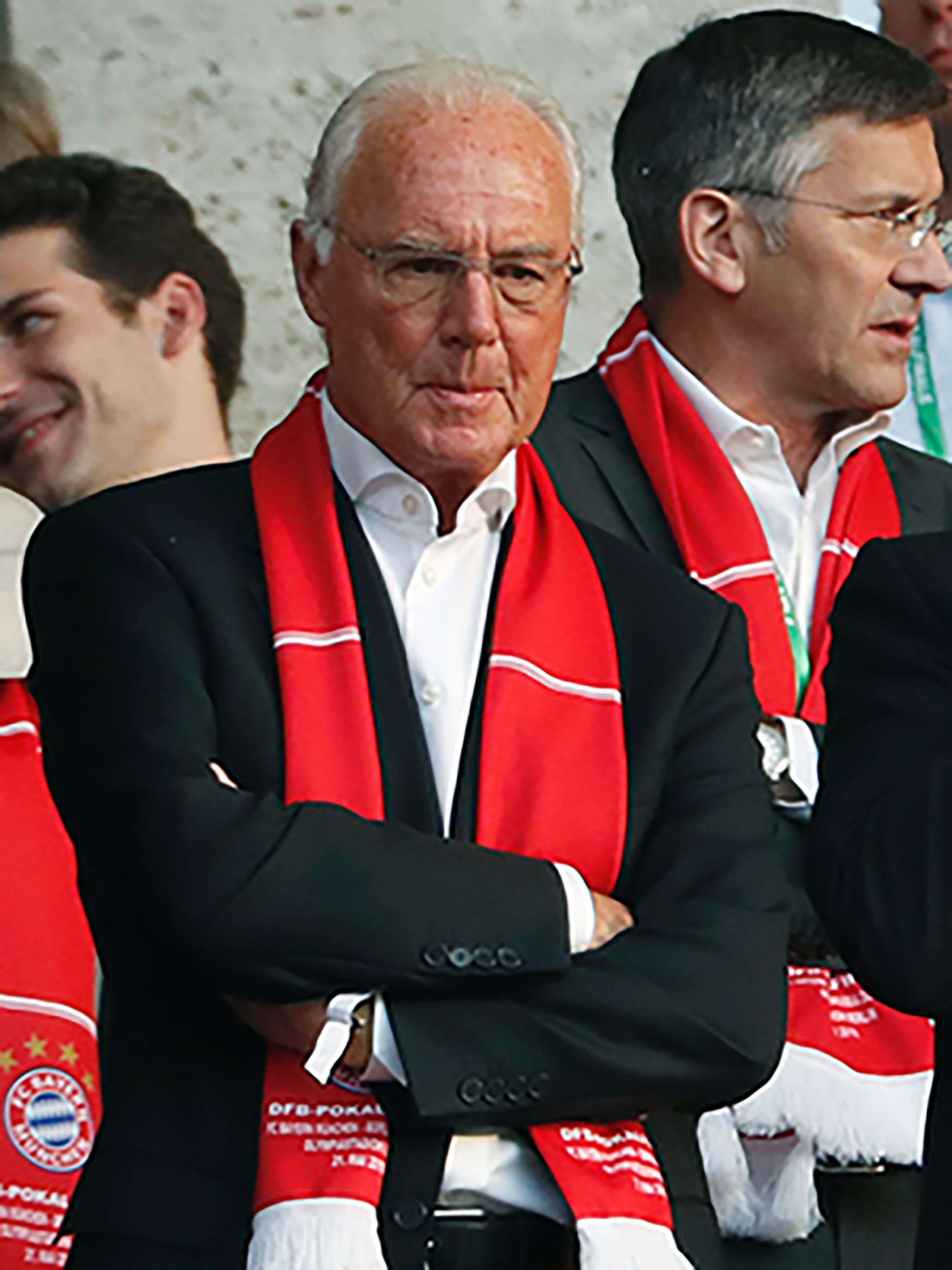 Franz Beckenbauer pictured in May as honorary president of Bayern Munich at the German Cup final between Bayern and Borussia Dortmund in Berlin. Beckenbauer had heart surgery at the weekend. Photo: AFP