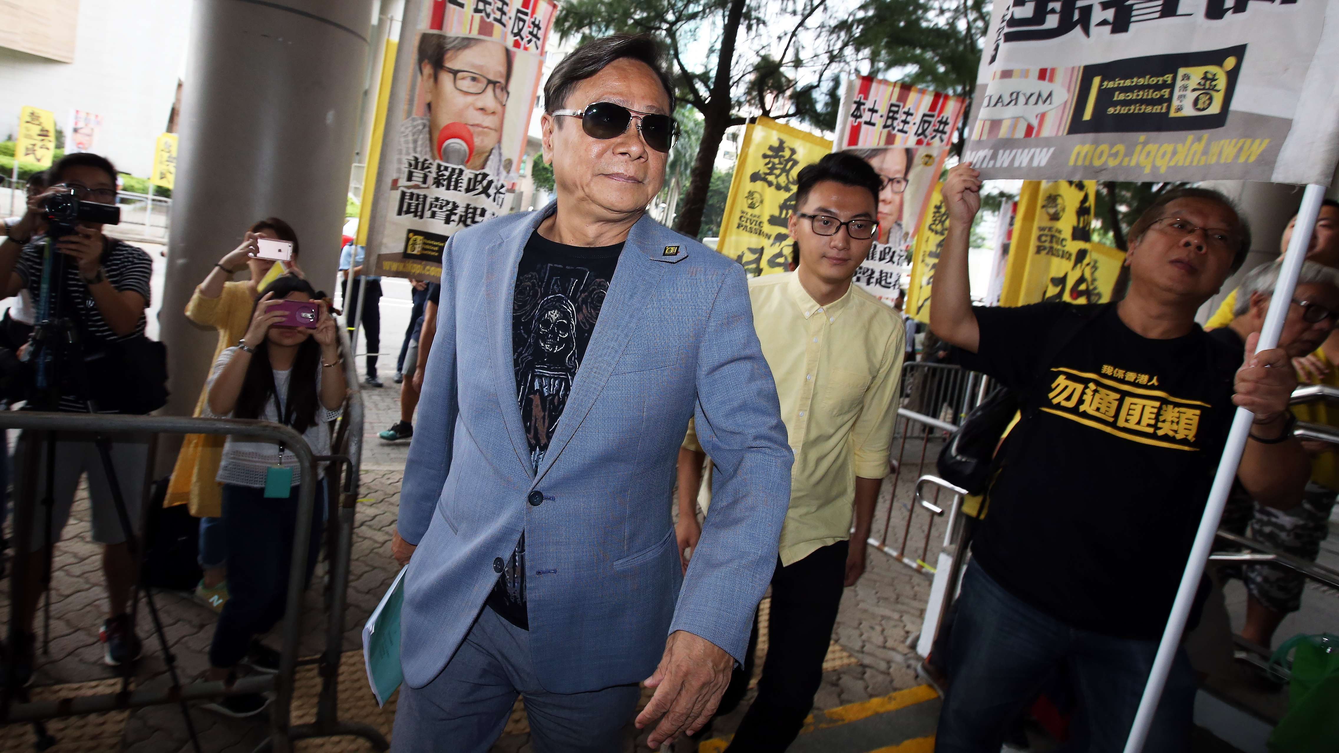 Wong Yuk-man argued his case was one of selective prosecution as many lawmakers have thrown objects at senior government officials, but he was the first to be prosecuted. appears at Eastern Court in Sai Wan Ho. 07SEP16 SCMP/Photo: Dickson Lee