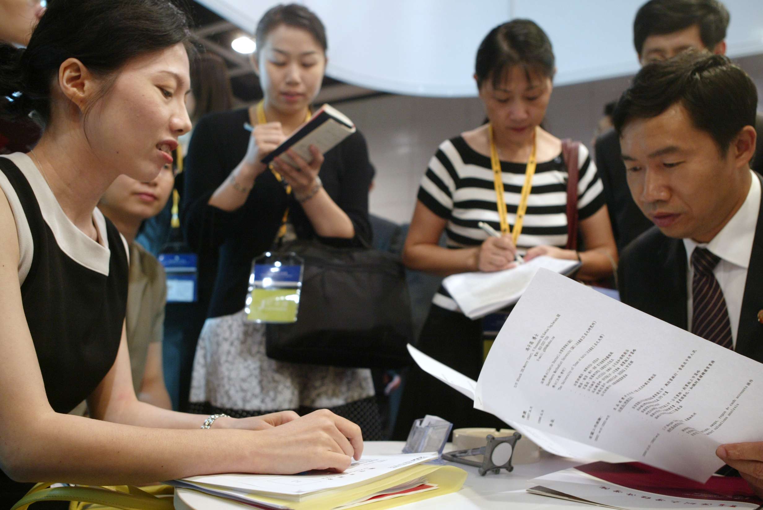 A student being interviewed for a position at a recruitment fair. The dynamic has changed so that employers often woo candidates in their search for the best talent. Photo: K. Y. Cheng