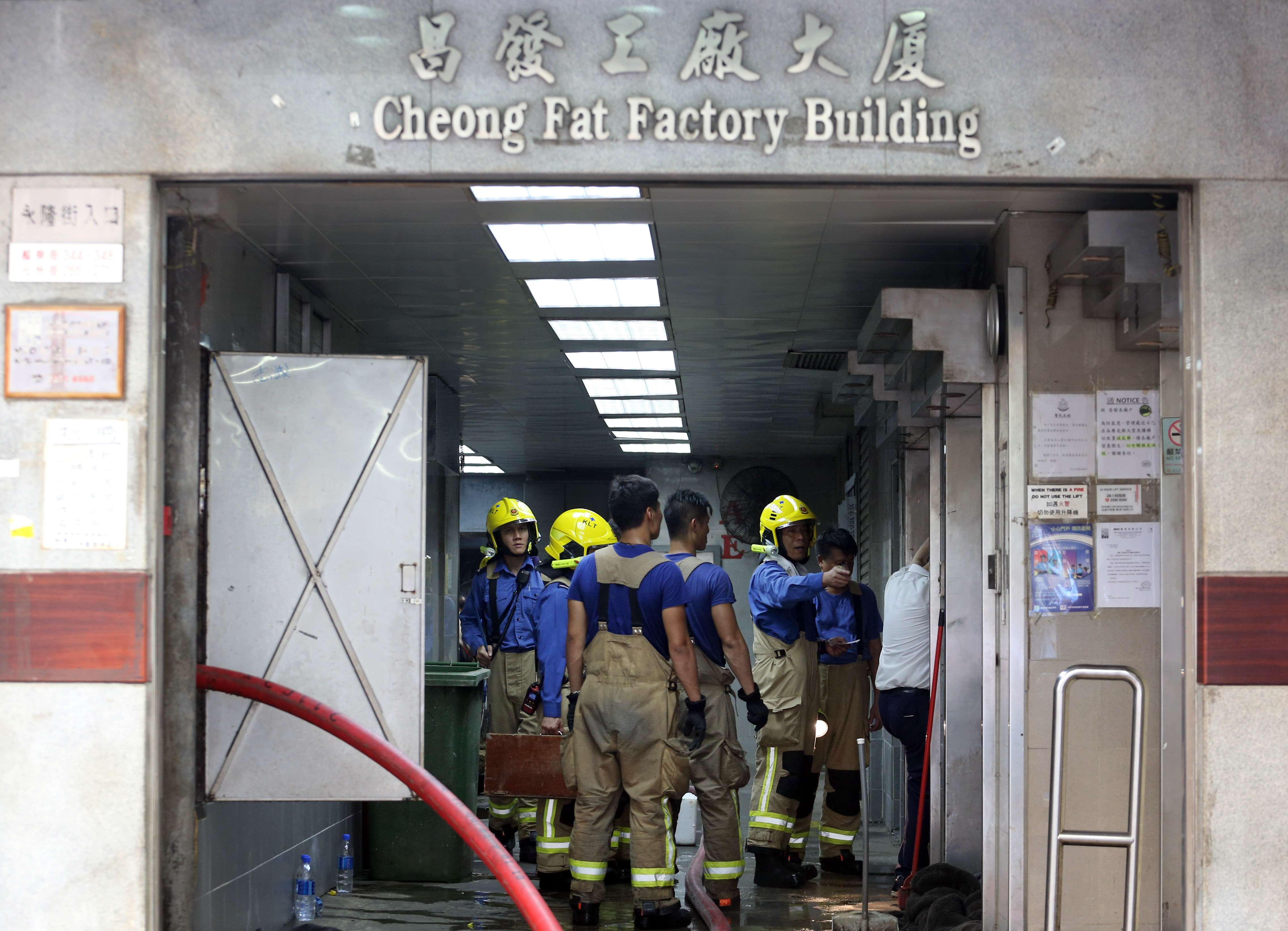 The third-alarm fire broke out at Cheong Fat Factory Building in July. Photo: Felix Wong