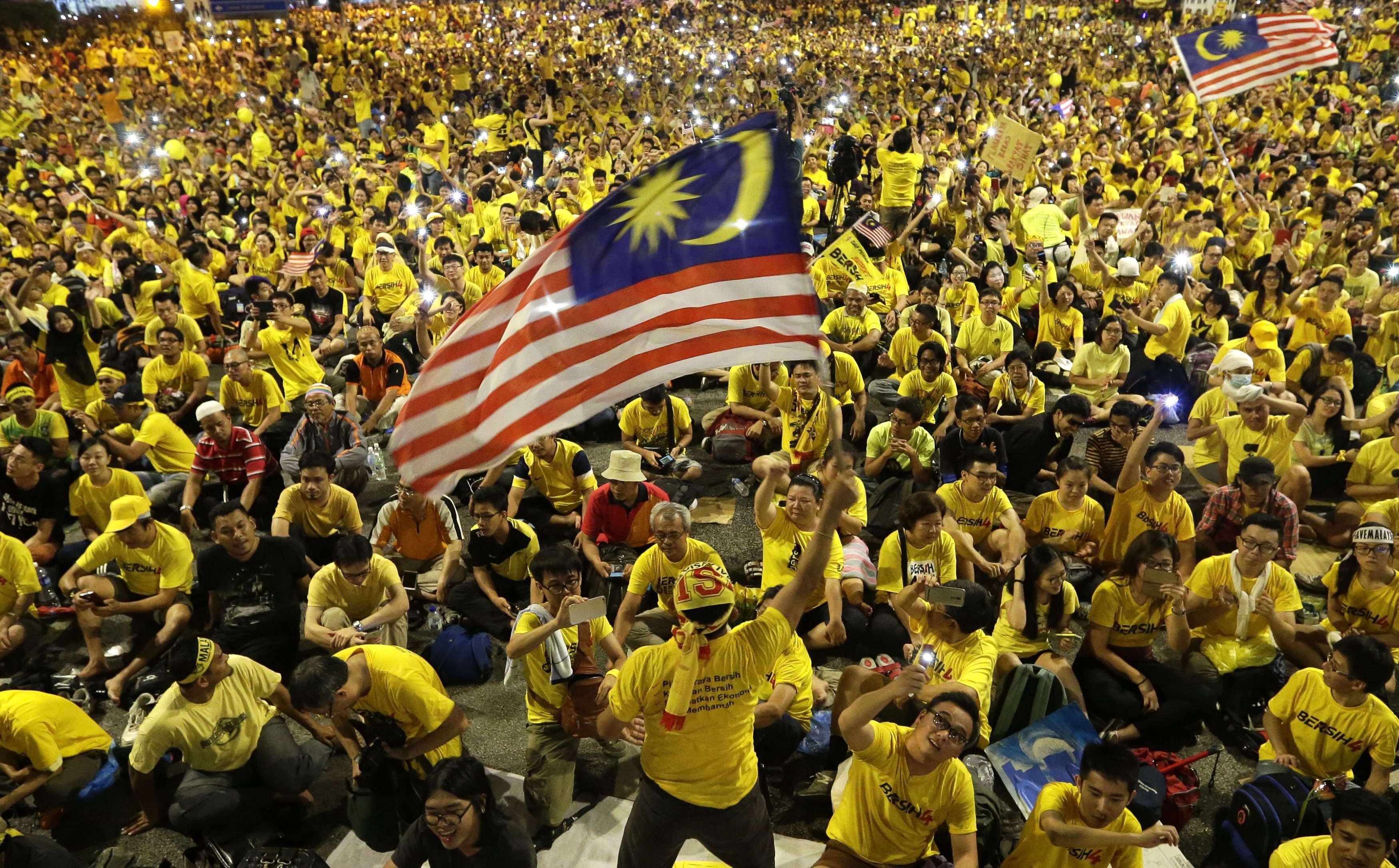 Thousands of anti-government demonstrators at the Bersih rally in Kuala Lumpur, Malaysia, on August 30, 2015. Photo: Ritchie B. Tongo
