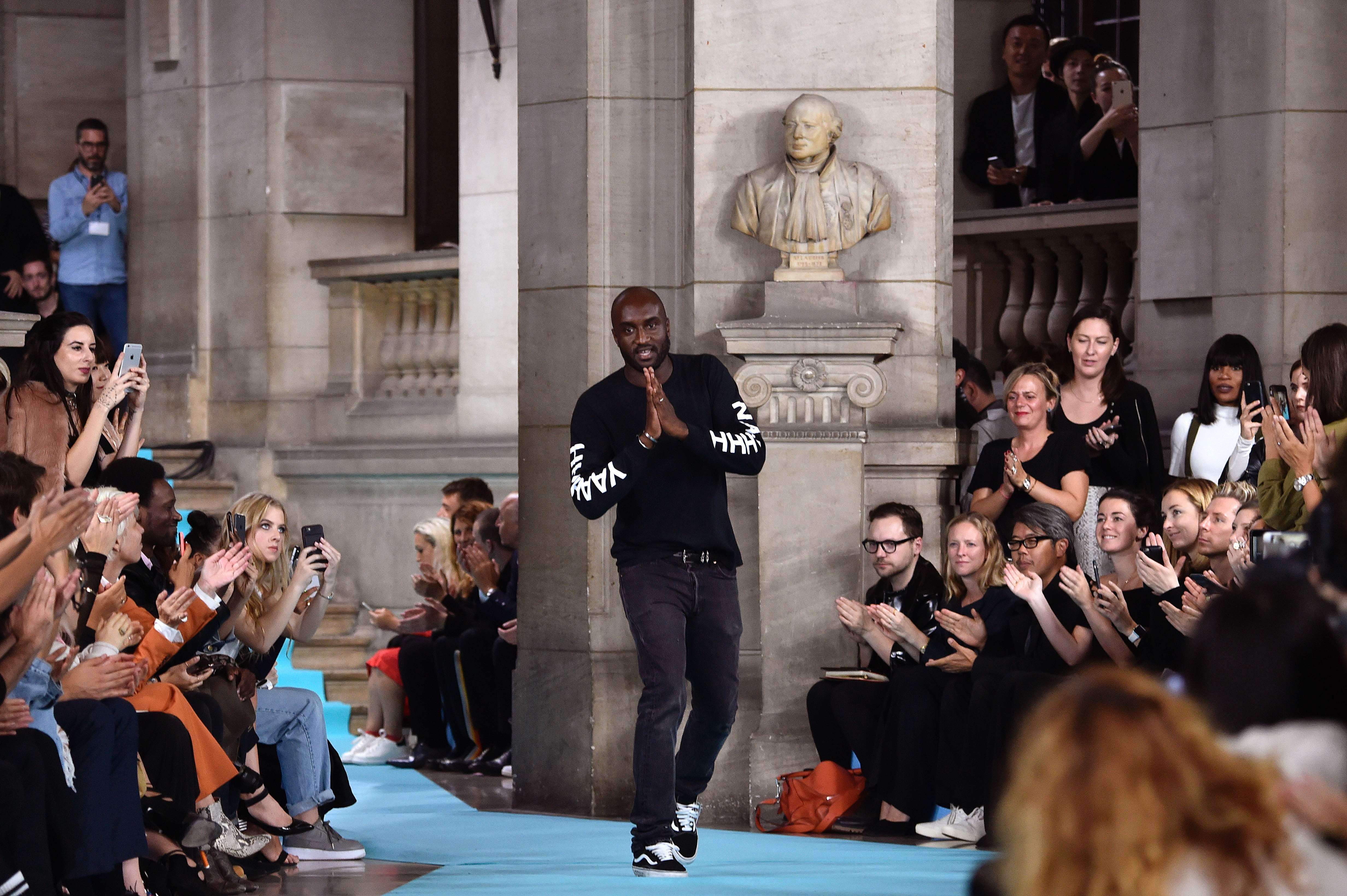Virgil Abloh takes the applause for his latest collection, which mixed edgy sweatshirts and cool-girl trousers with frilly, ruffled dresses – muddling the conversation he had previously launched about what “street style” is. Photo: AFP