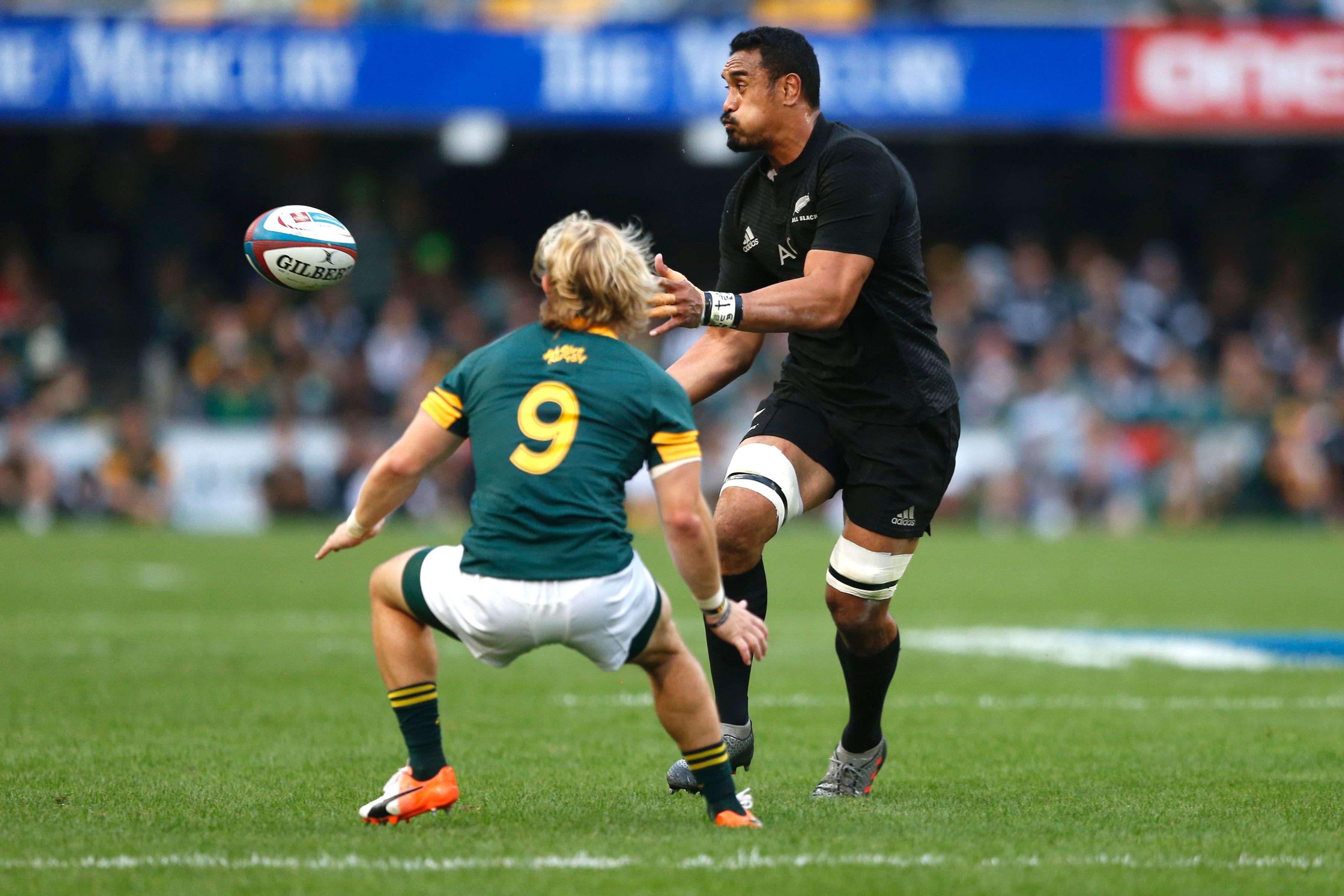 All Blacks flanker Jerome Kaino, pictured clearing the ball against South Africa during the Rugby Championship, is expecting plenty of fight from the Wallabies on Saturday. Photos: AFP