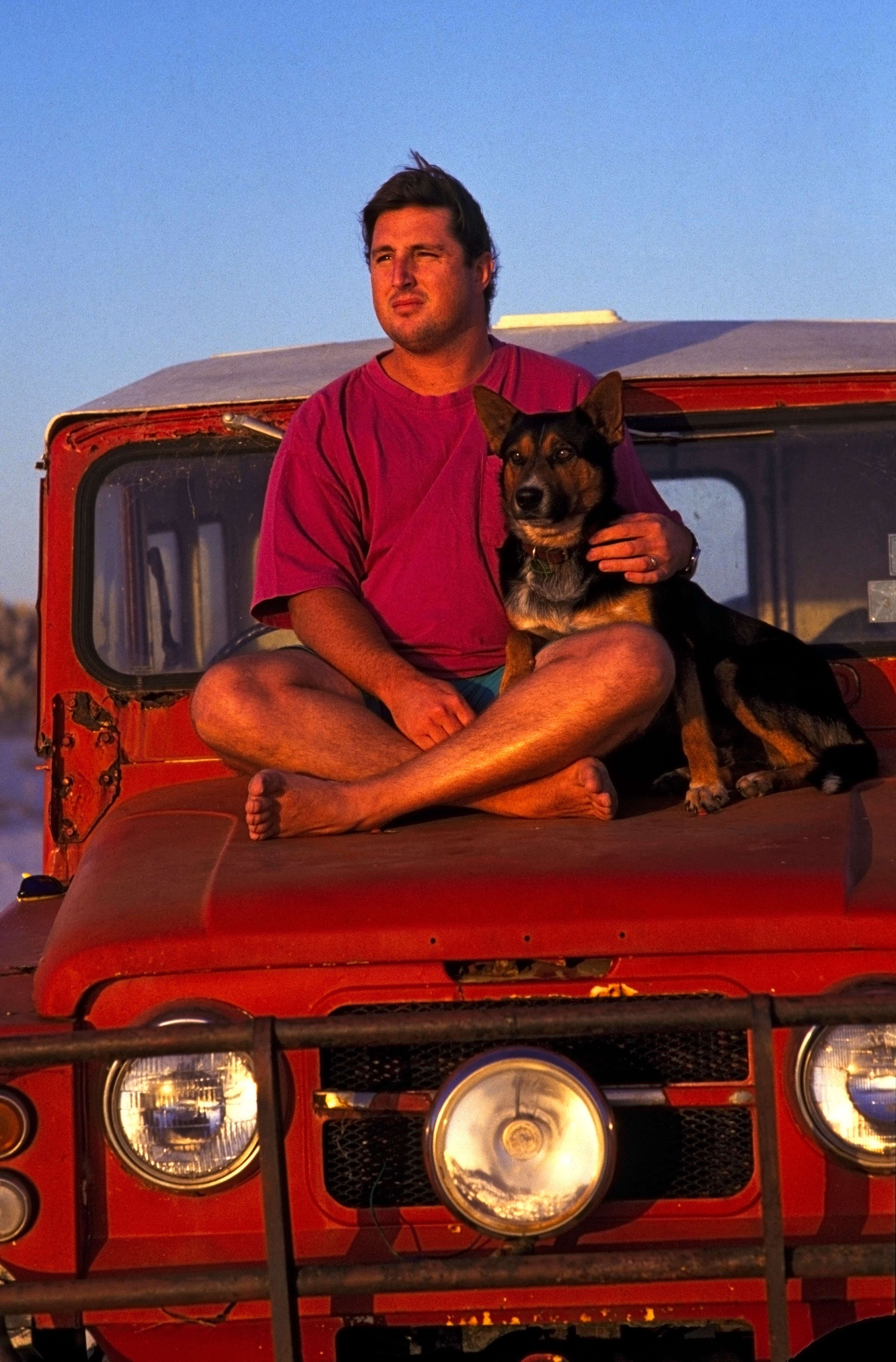 Australian author Tim Winton with his dog in 1993.