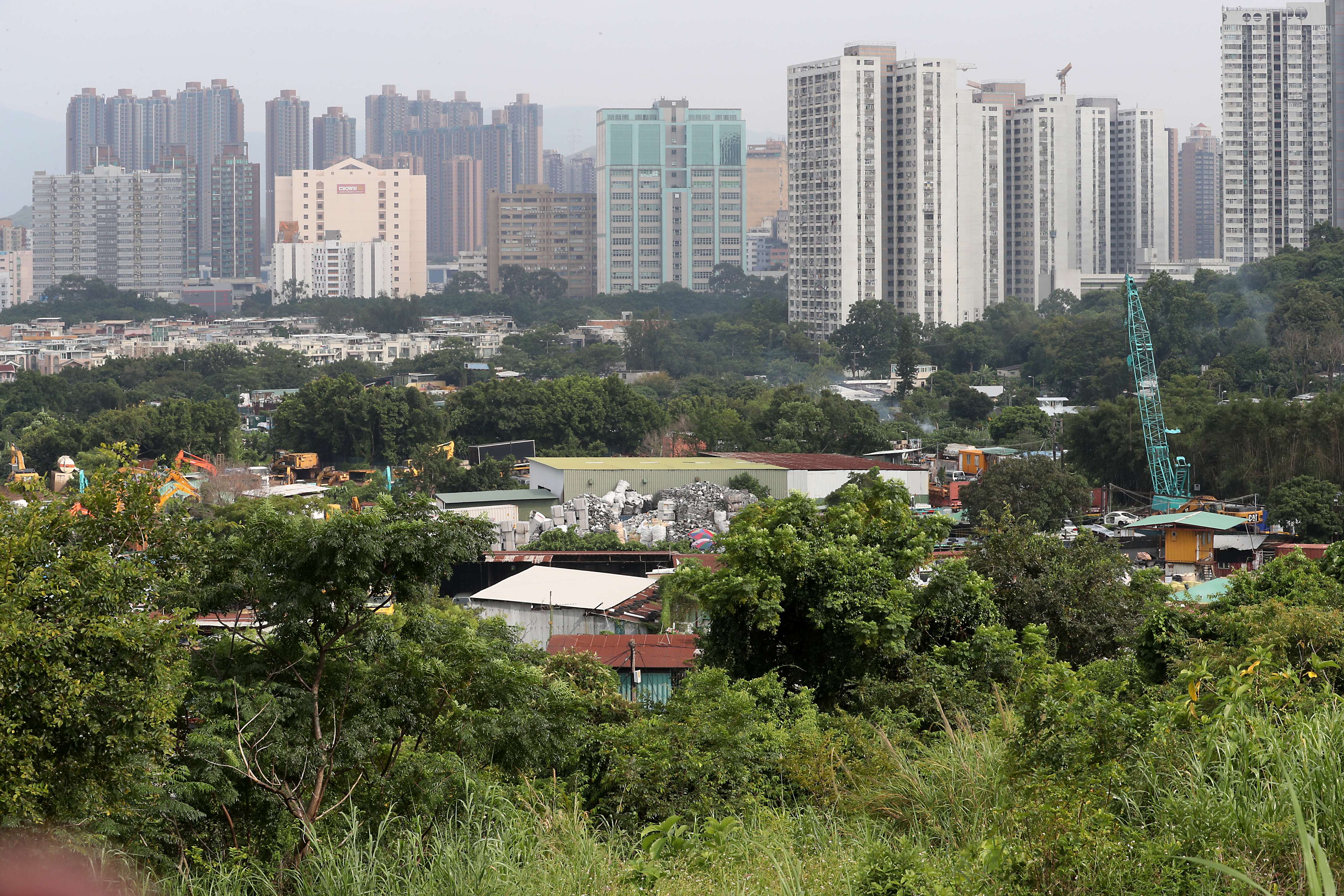 The site of the government’s proposed public housing project on a 3.8-hectare brownfield site in Wang Chau, Yuen Long. Photo: Edward Wong
