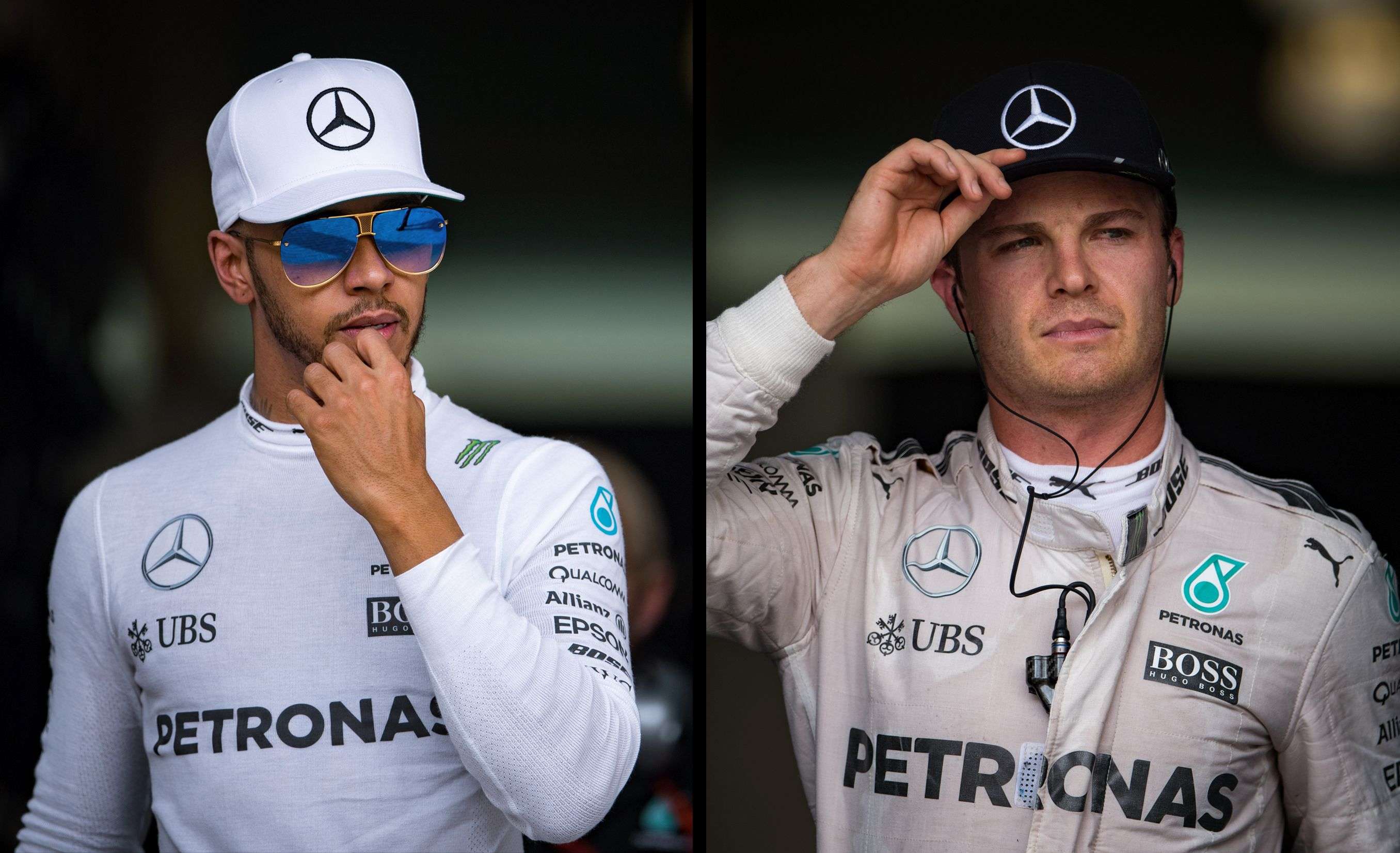 Lewis Hamilton (left) and Mercedes teammate Nico Rosberg. Photo: AFP