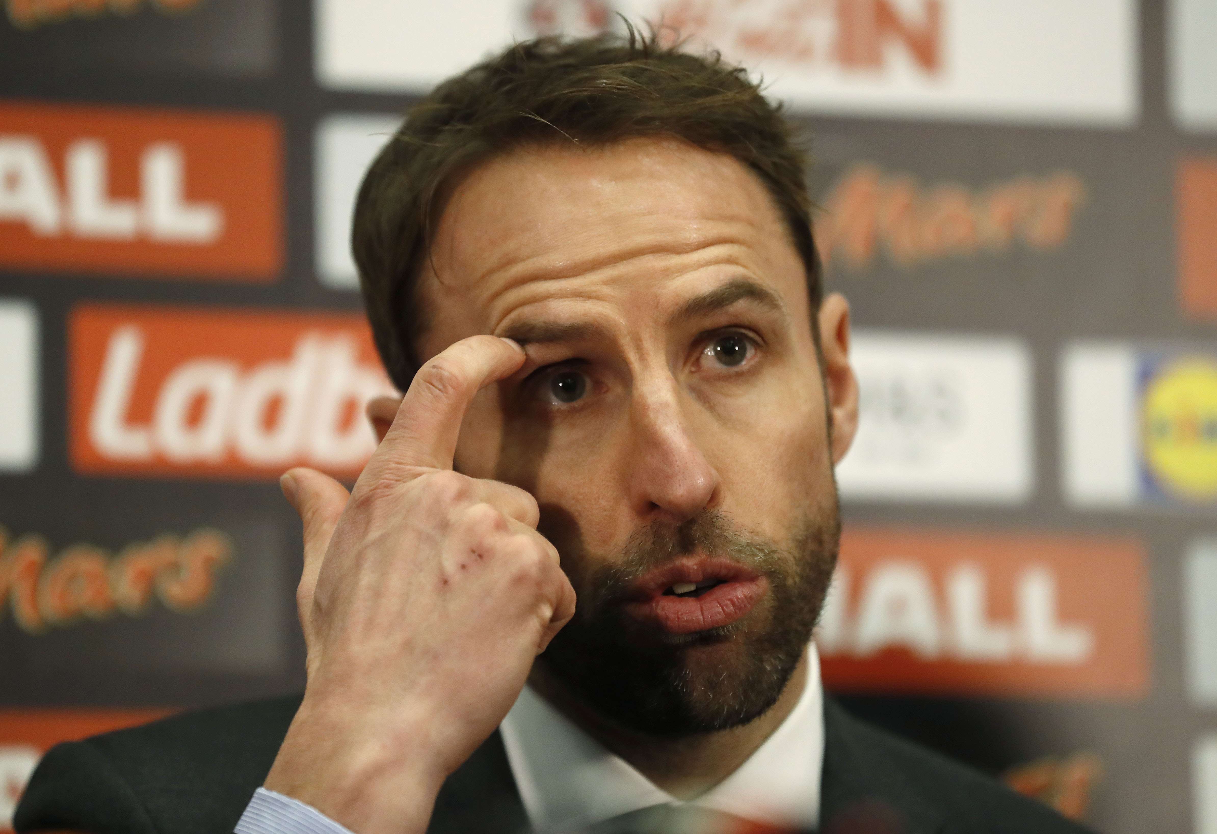 Gareth Southgate facing the media at Wembley on Thursday after his appointment as England manager on Wednesday. Photo: Reuters