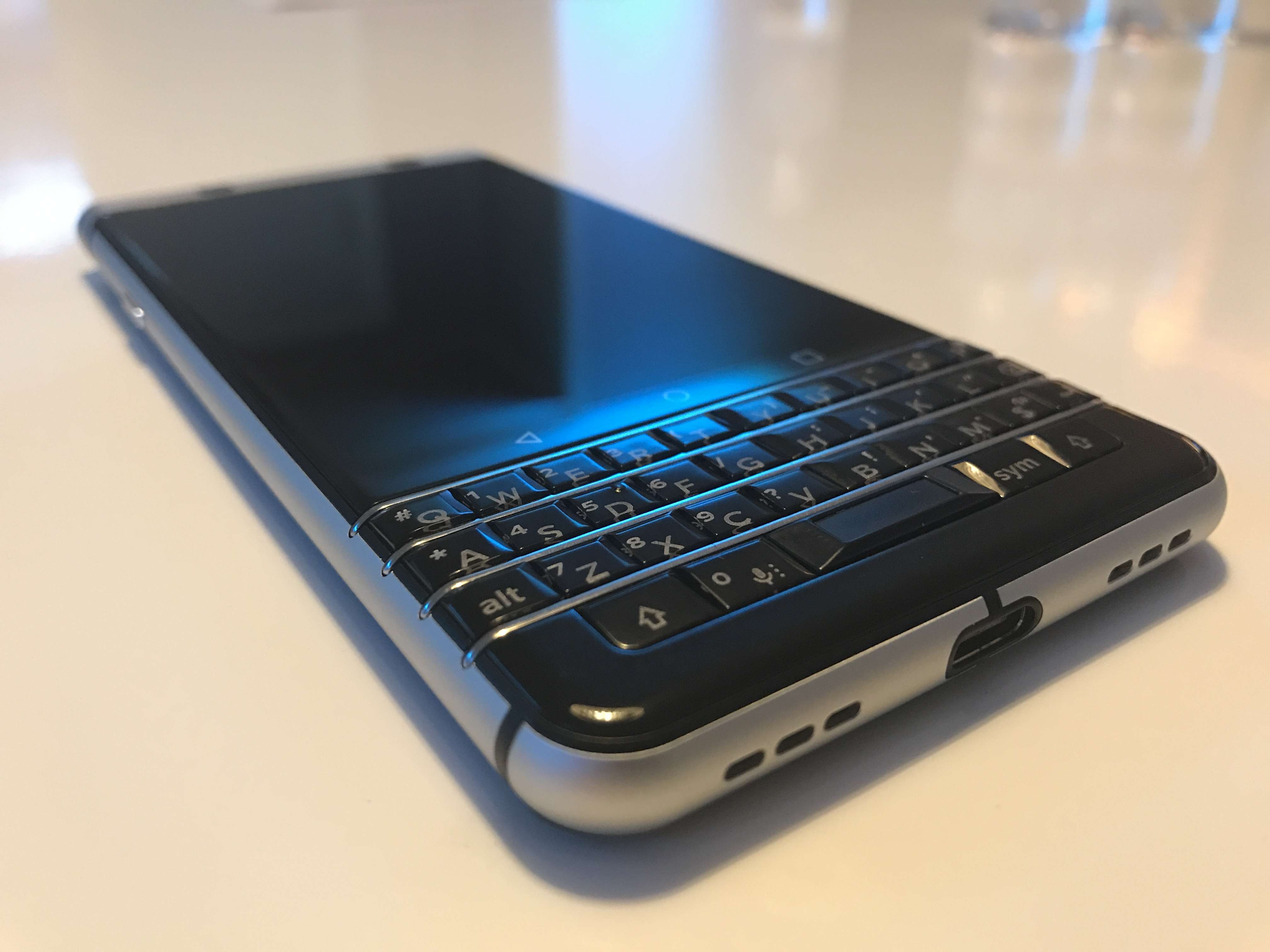 With a QWERTY keyboard that maker TCL’s Nicolas Zibell says is ‘tactile and with some new innovations’, and a leather back, latest BlackBerry Android offering certainly stands out from its metallic-slab smartphone rivals