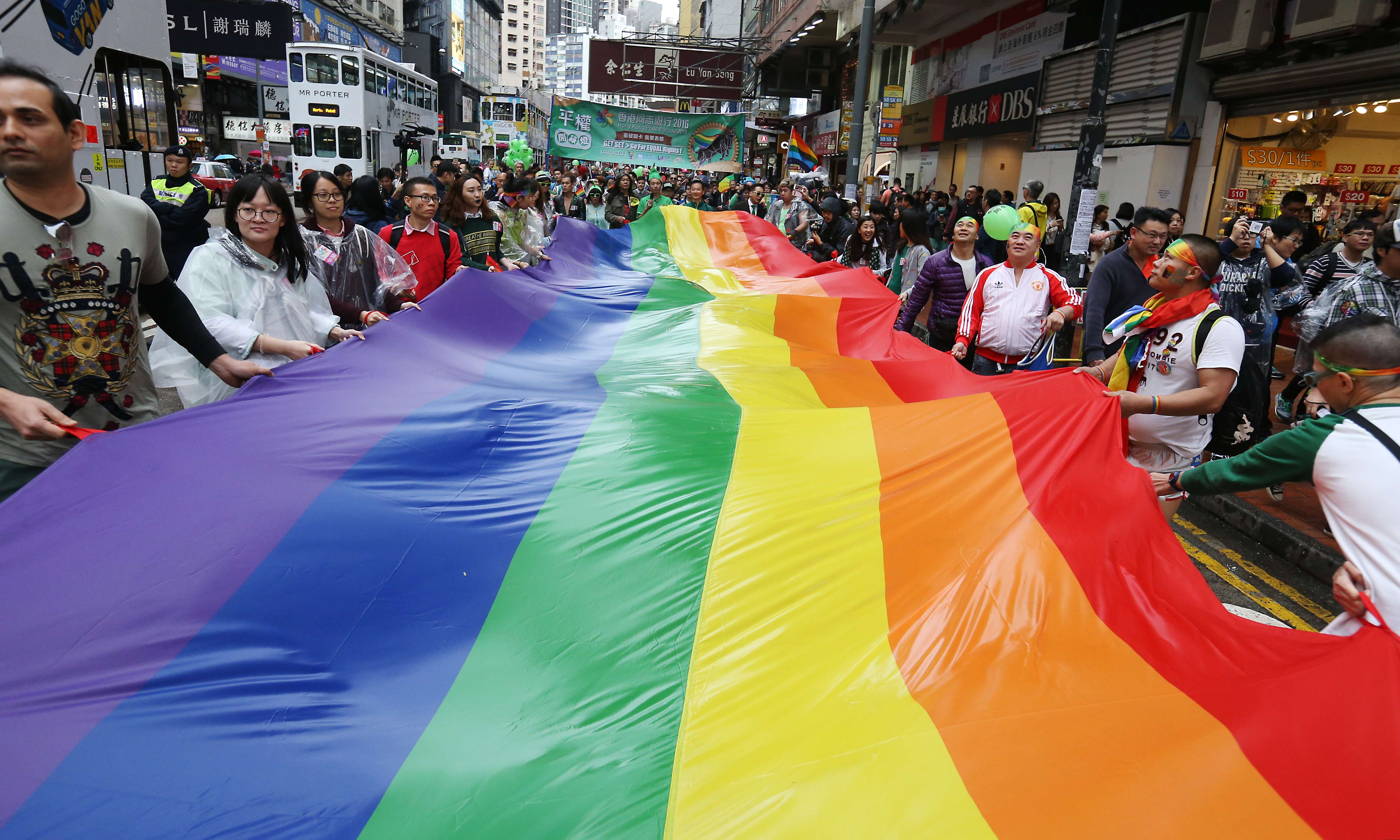Protesters march to Central from Victoria Park during the Hong Kong Pride Parade. Photo: Dickson Lee