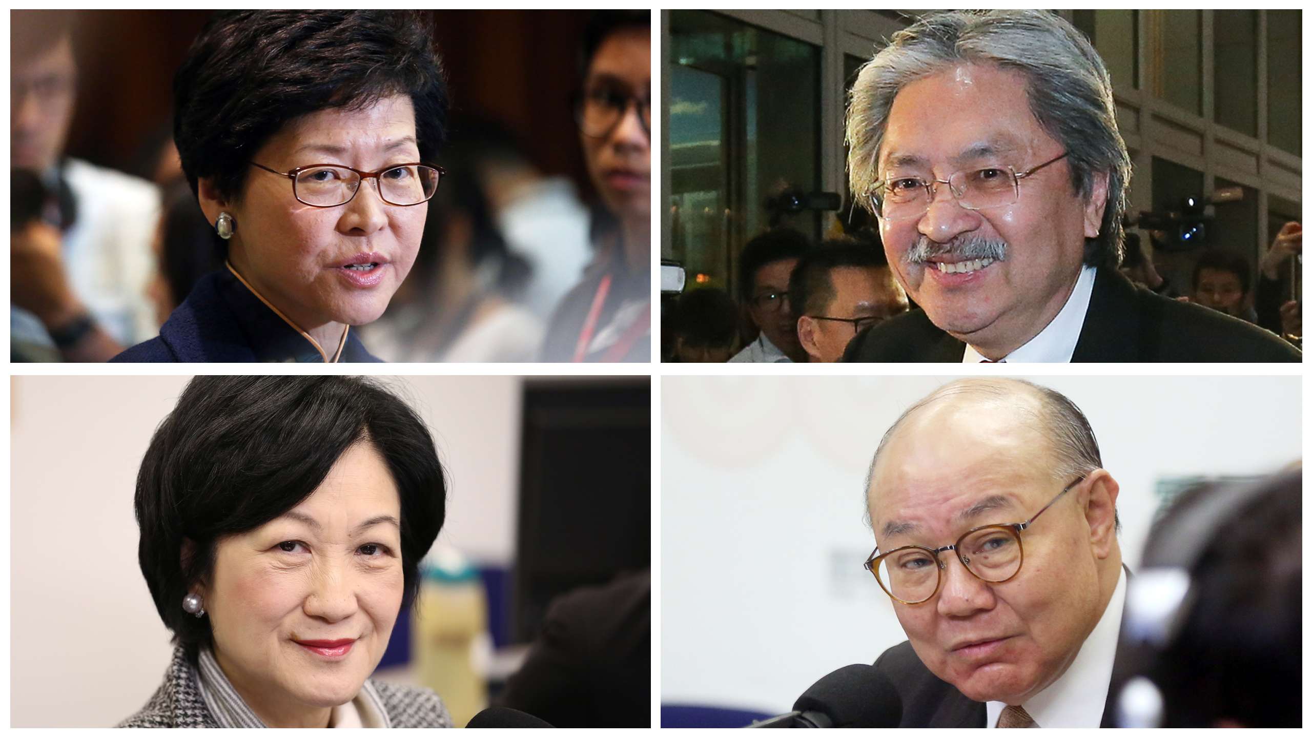 Clockwise from top left: Carrie Lam, John Tsang, Woo Kwok-hing and Regina Ip. Photos: David Wong, Dickson Lee, Xiaomei Chen and Jonathan Wong