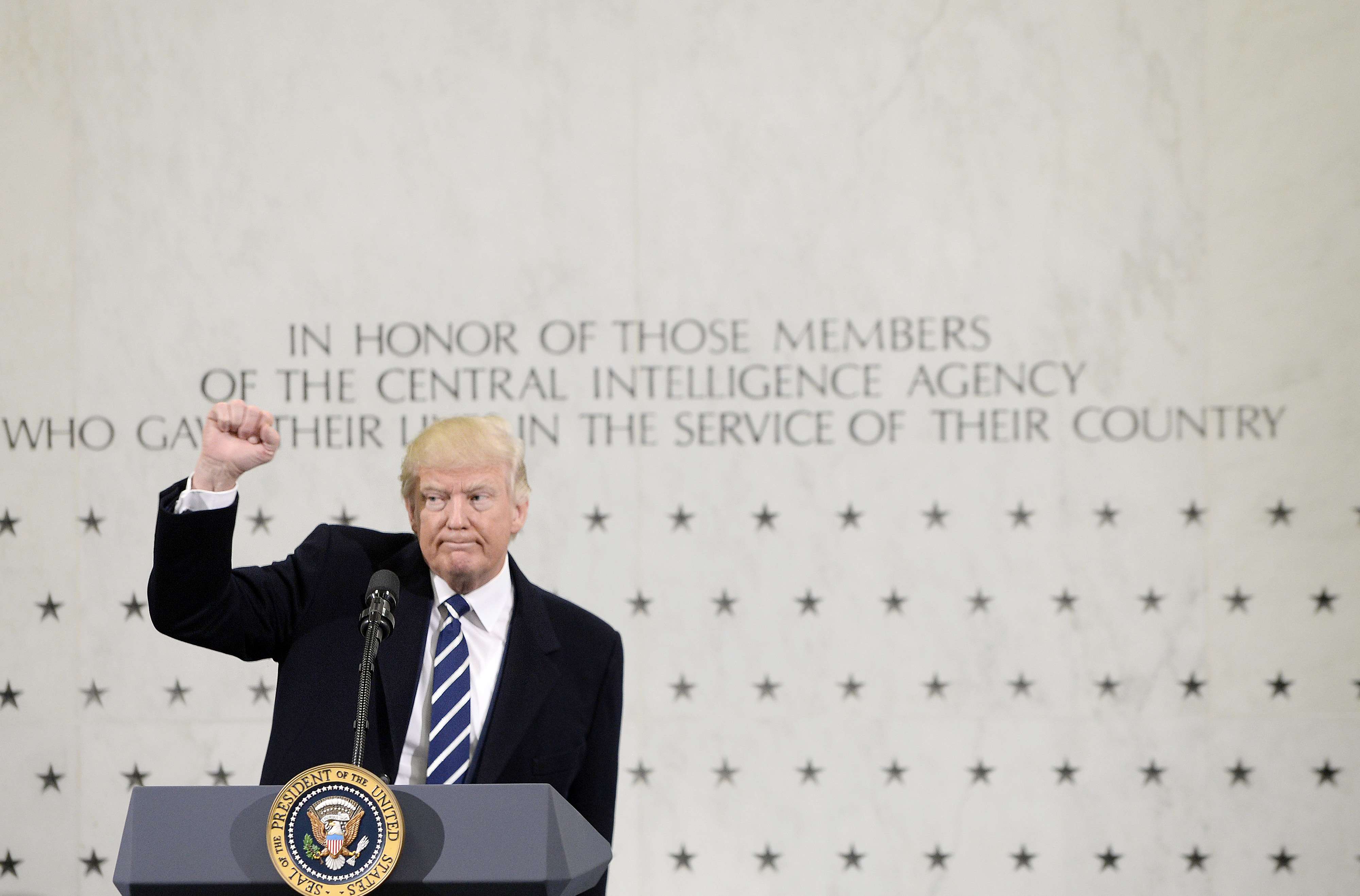 US President Trump speaks at CIA headquarters in Langley. Photo: TNS