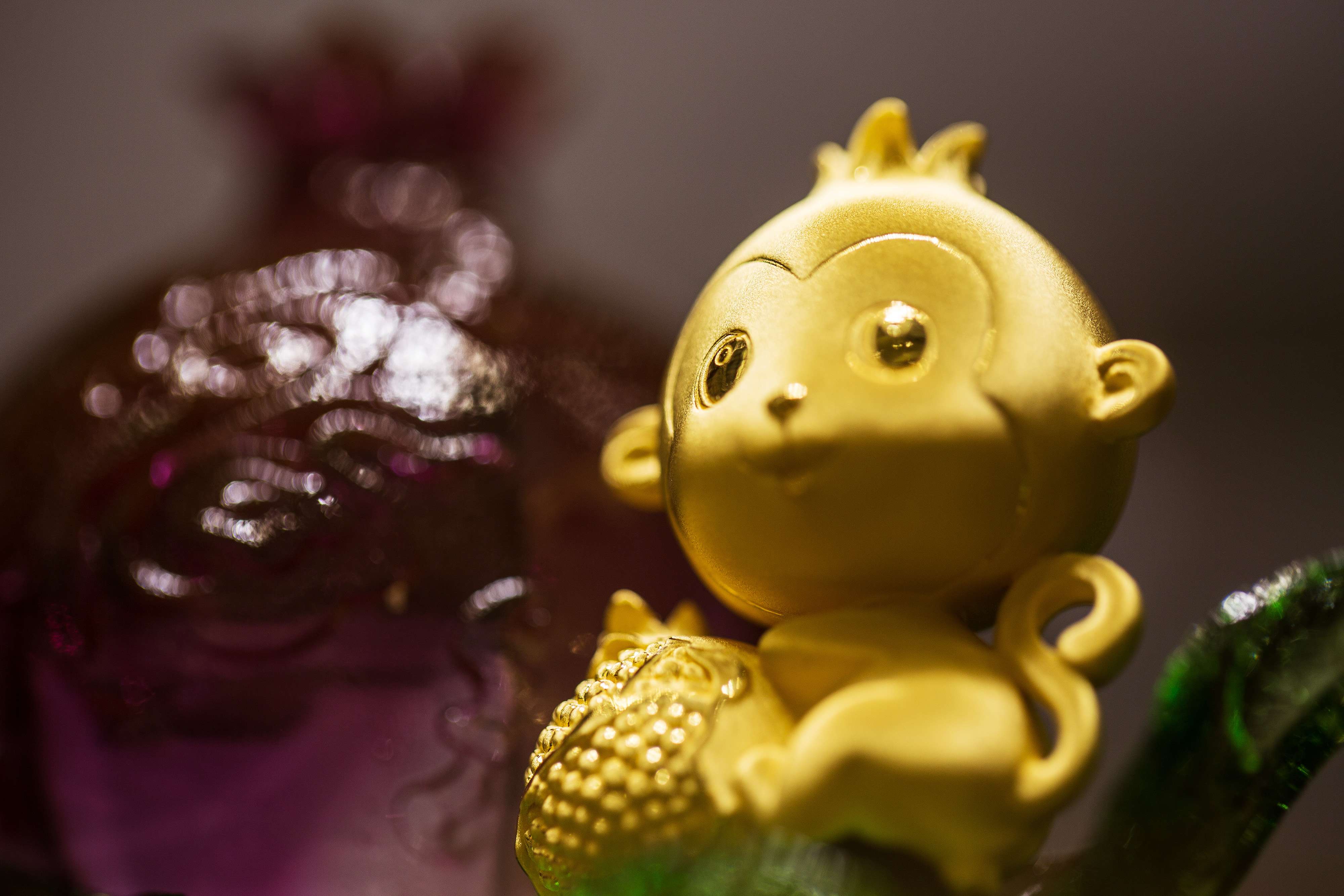 A gold monkey figurine on display at a Chow Tai Fook Jewellery in Hong Kong. Photo: Bloomberg