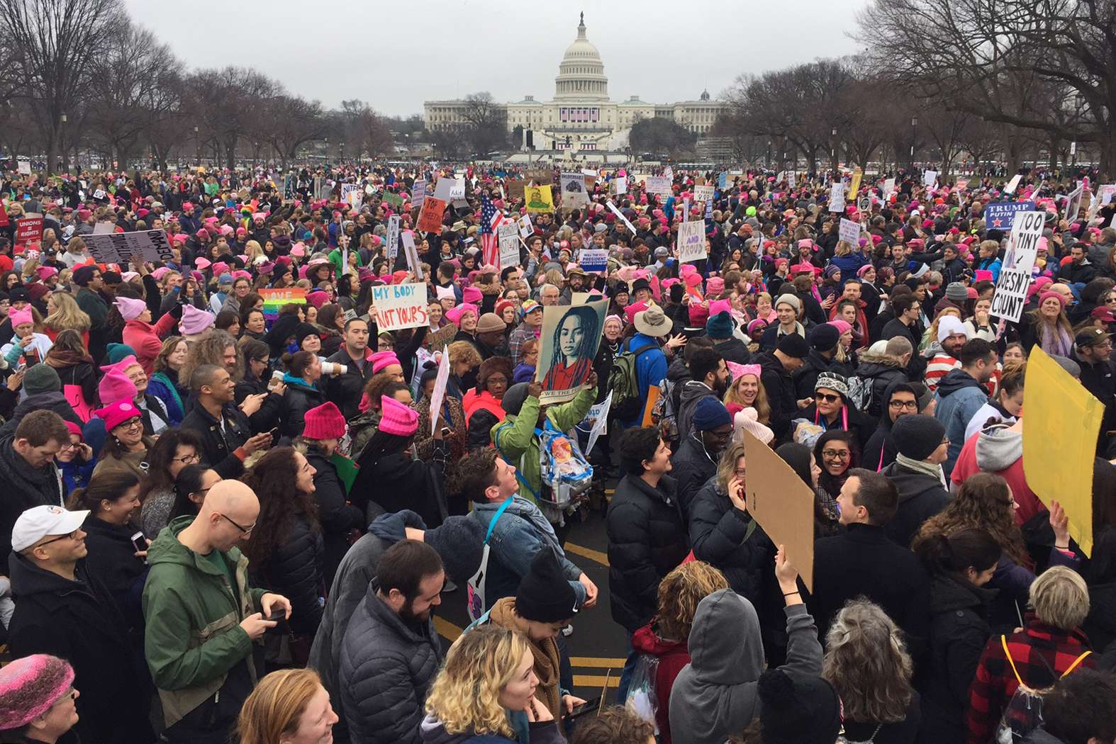 Demonstrators take part in the Women’s March on the National Mall in Washington, DC, on January 21. Picture: AFP