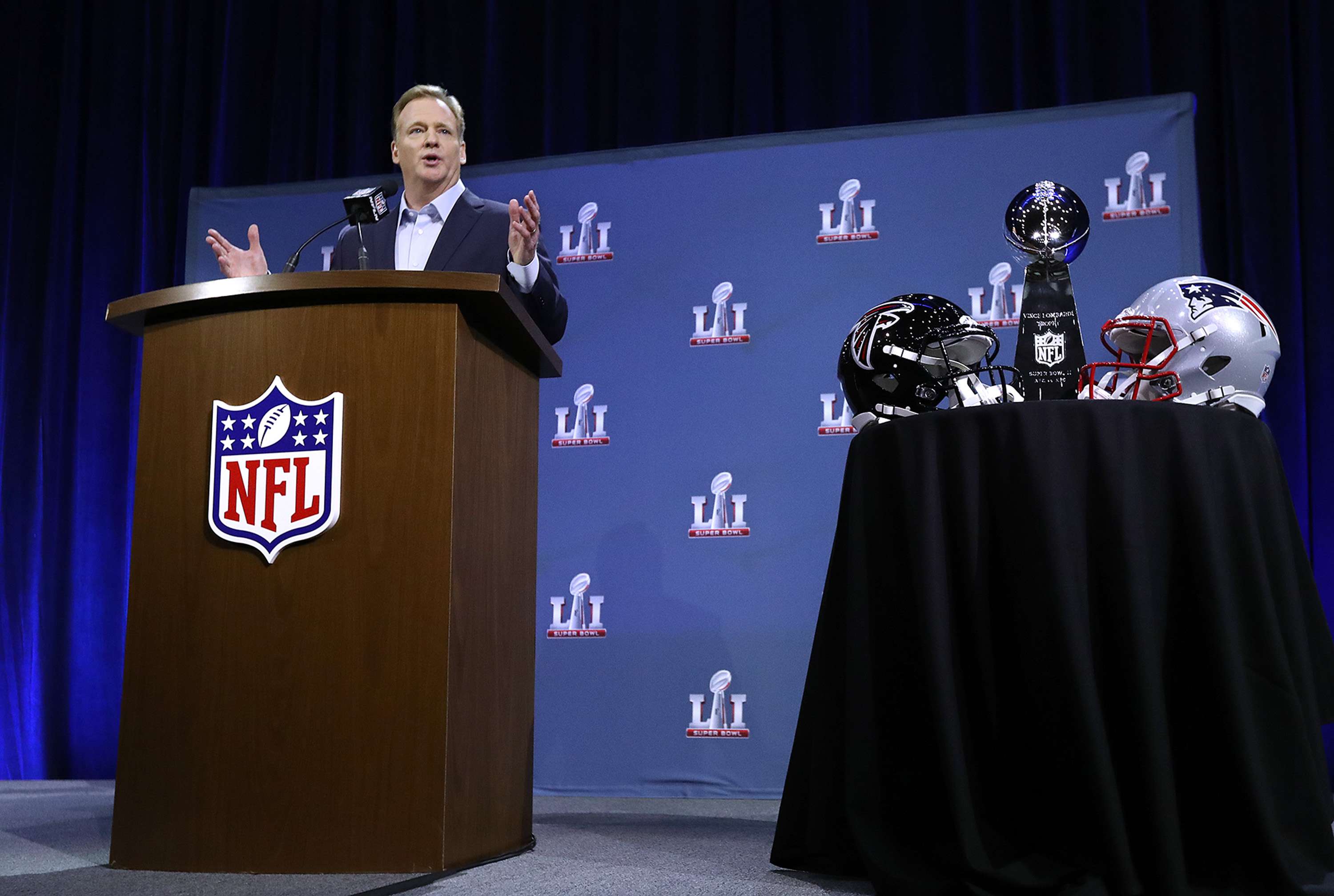 NFL commissioner Roger Goodell talks to the media. Photo: TNS