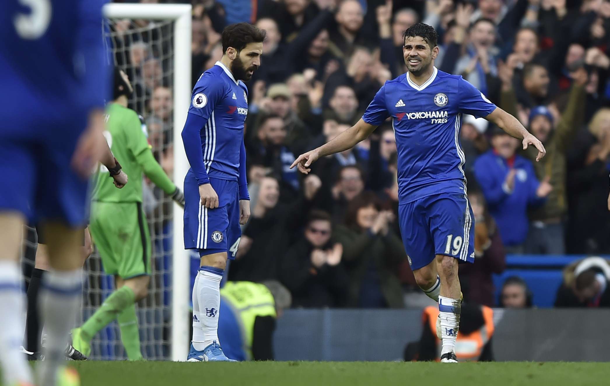 Cesc Fabregas keeps his celebrations muted after scoring Chelsea’s third goal. Photo: Reuters