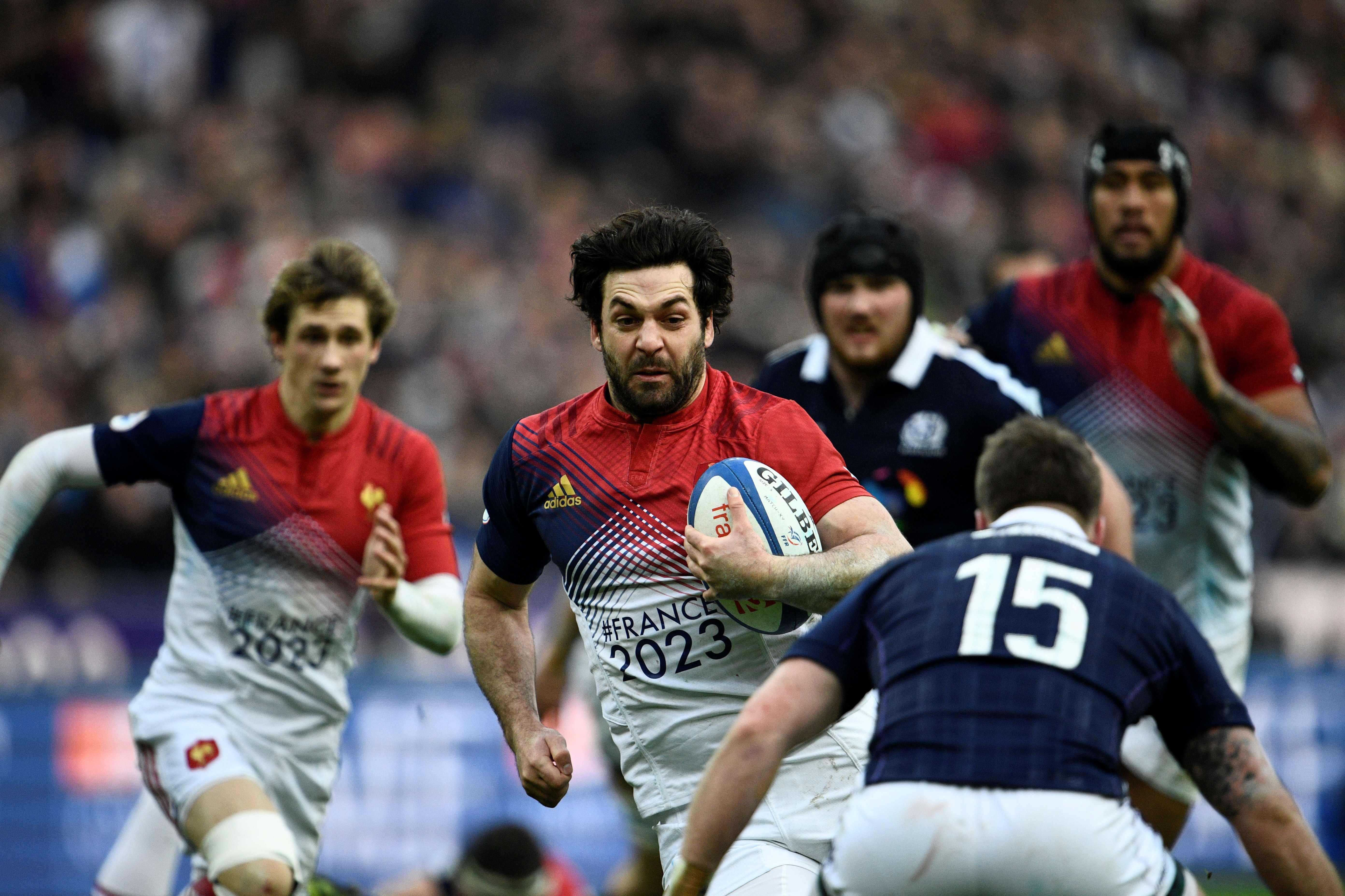 France flanker Kevin Gourdon runs with the ball during the Six Nations win over Scotland. Photo: AFP