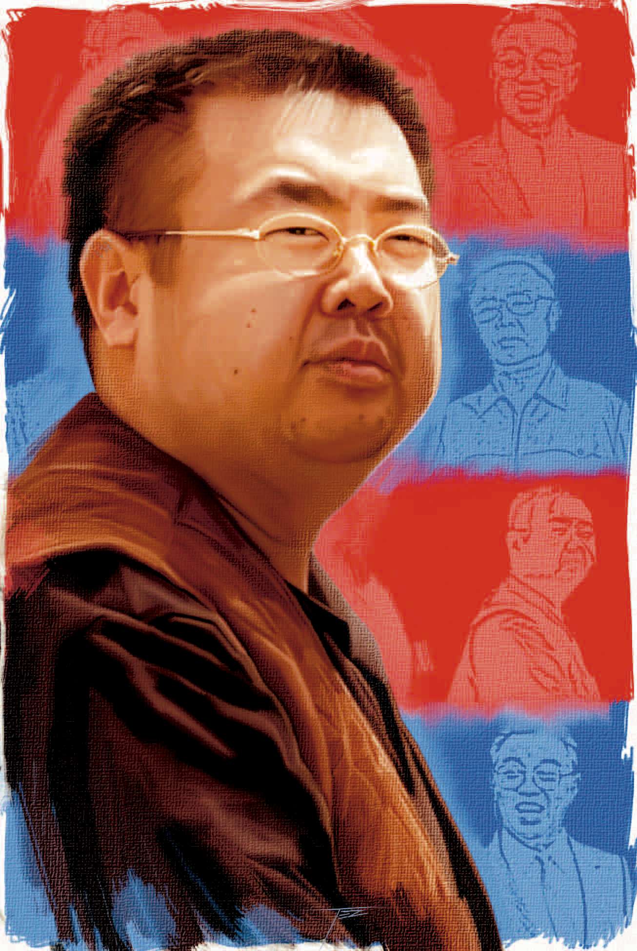 Illustration of Kim Jong-nam, the assassinated son of North Korea's former leader. llustration: Terry Pontikos
