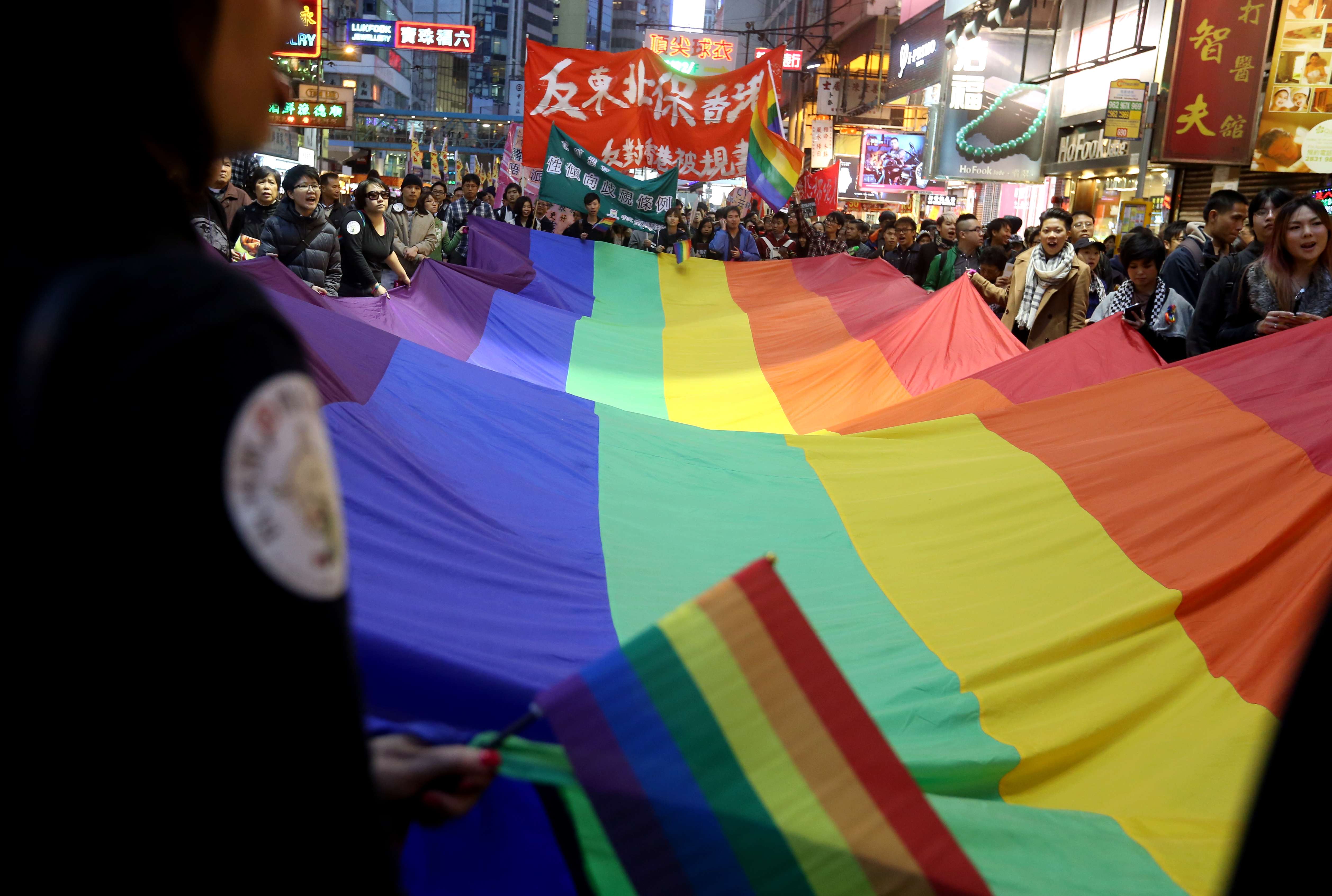 Sexual minorities march for their rights in Hong Kong. Photo: Sam Tsang