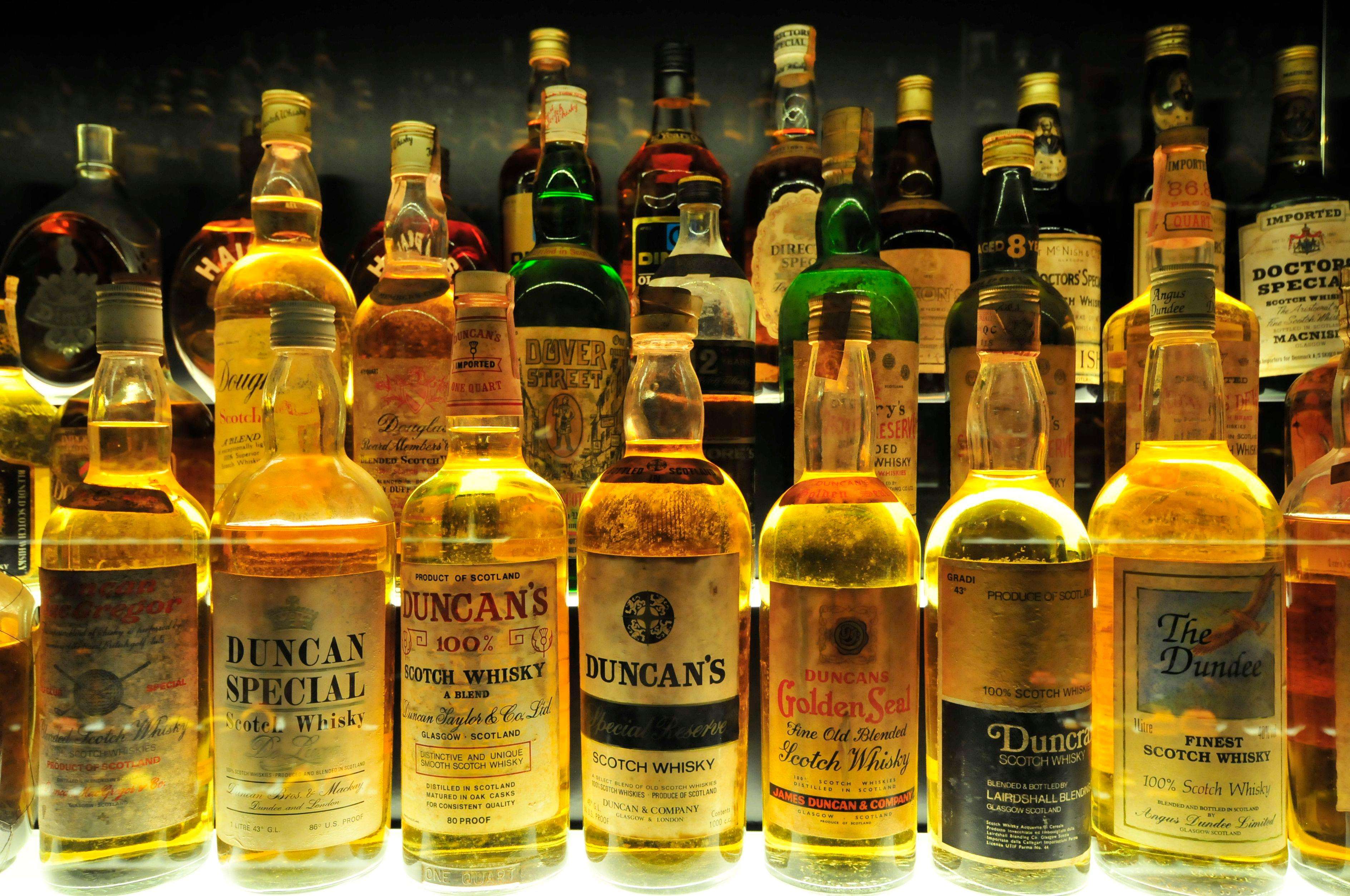Brands on show at the Scotch Whisky Heritage Centre in Edinburgh, Scotland, which houses the largest whisky collection in the world. Western-style spirit sales hit US$700m last year in China, and are expected to rise another 71.5pc by 2020. Photo: Alamy