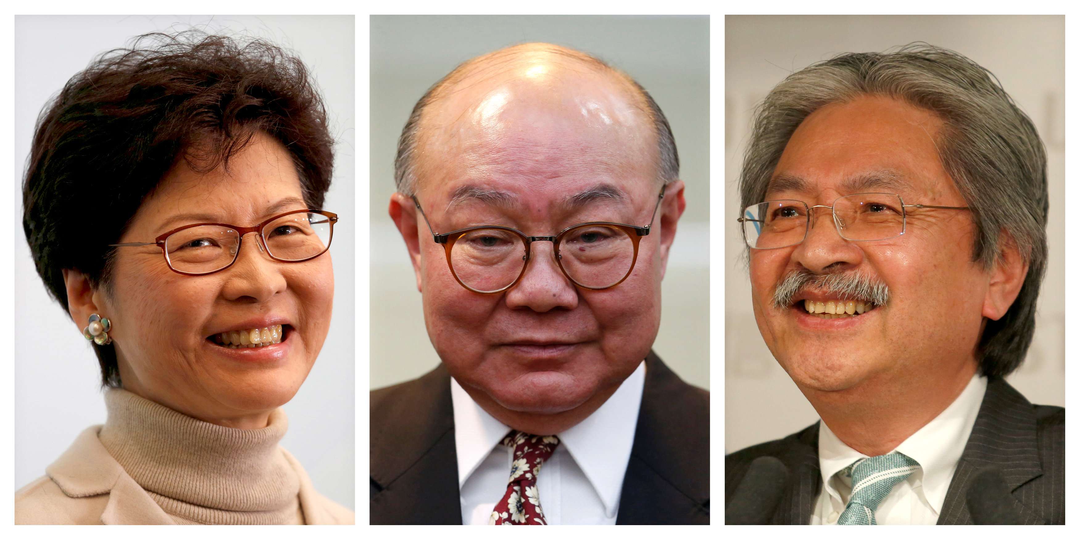 All three candidates – Carrie Lam, Woo Kwok-hing and John Tsang – have promised to mend the fissures in society if elected, and acknowledge that the relaunch of political reform is a contentious issue they have to address. Photo: Reuters