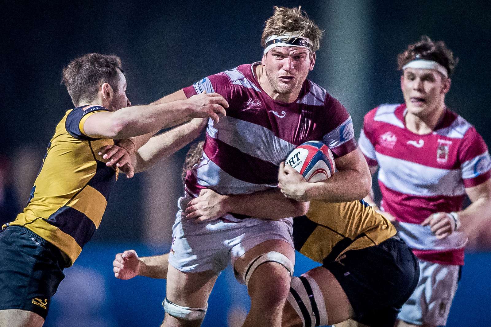 Kowloon’s James Cunningham fights his way forward in his side’s win over Tigers in the Hong Kong Premiership. Photo: HKRU
