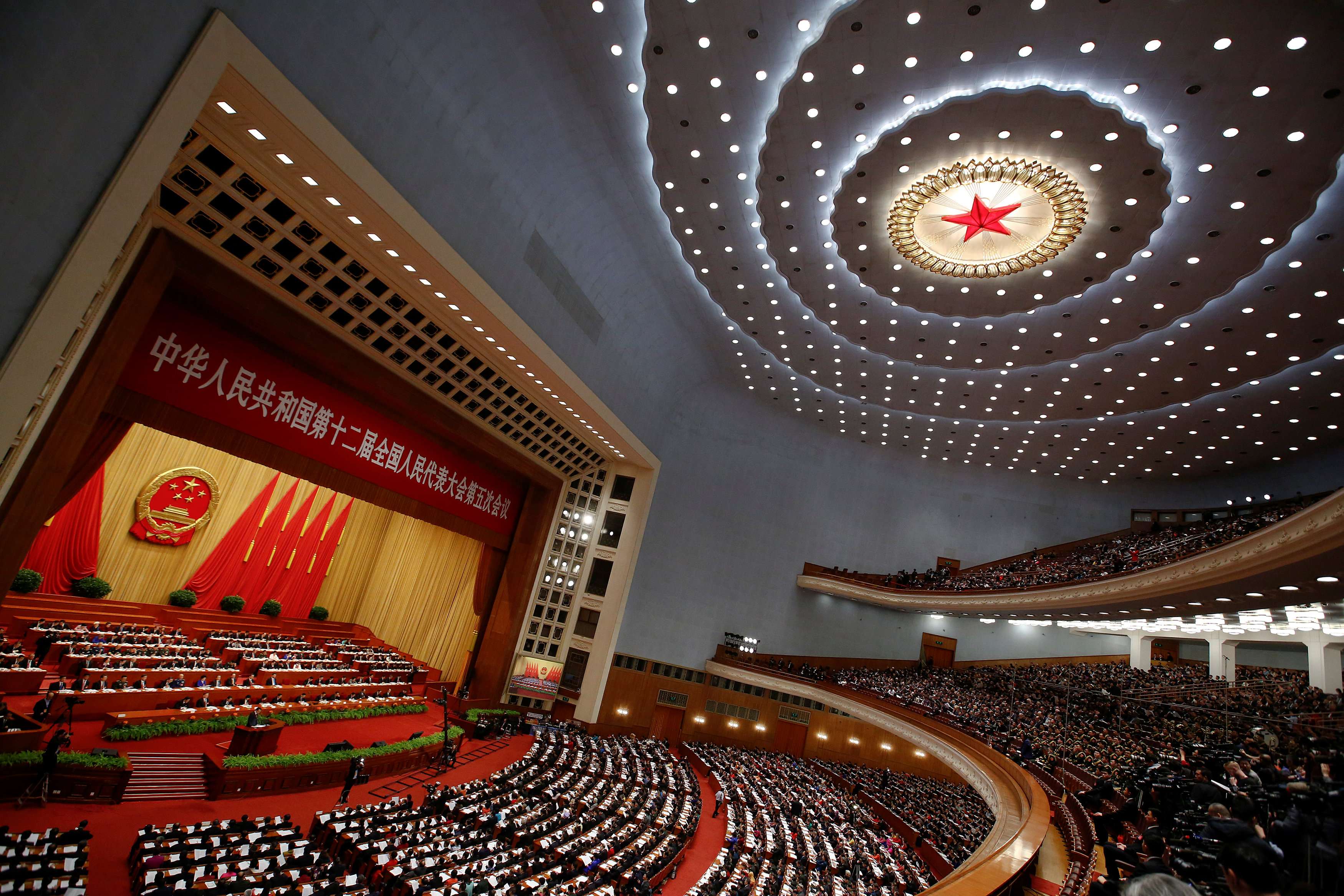 Premier Li Keqiang speaks during the opening session of the National People's Congress at the Great Hall of the People in Beijing on Monday. Photo: Reuters