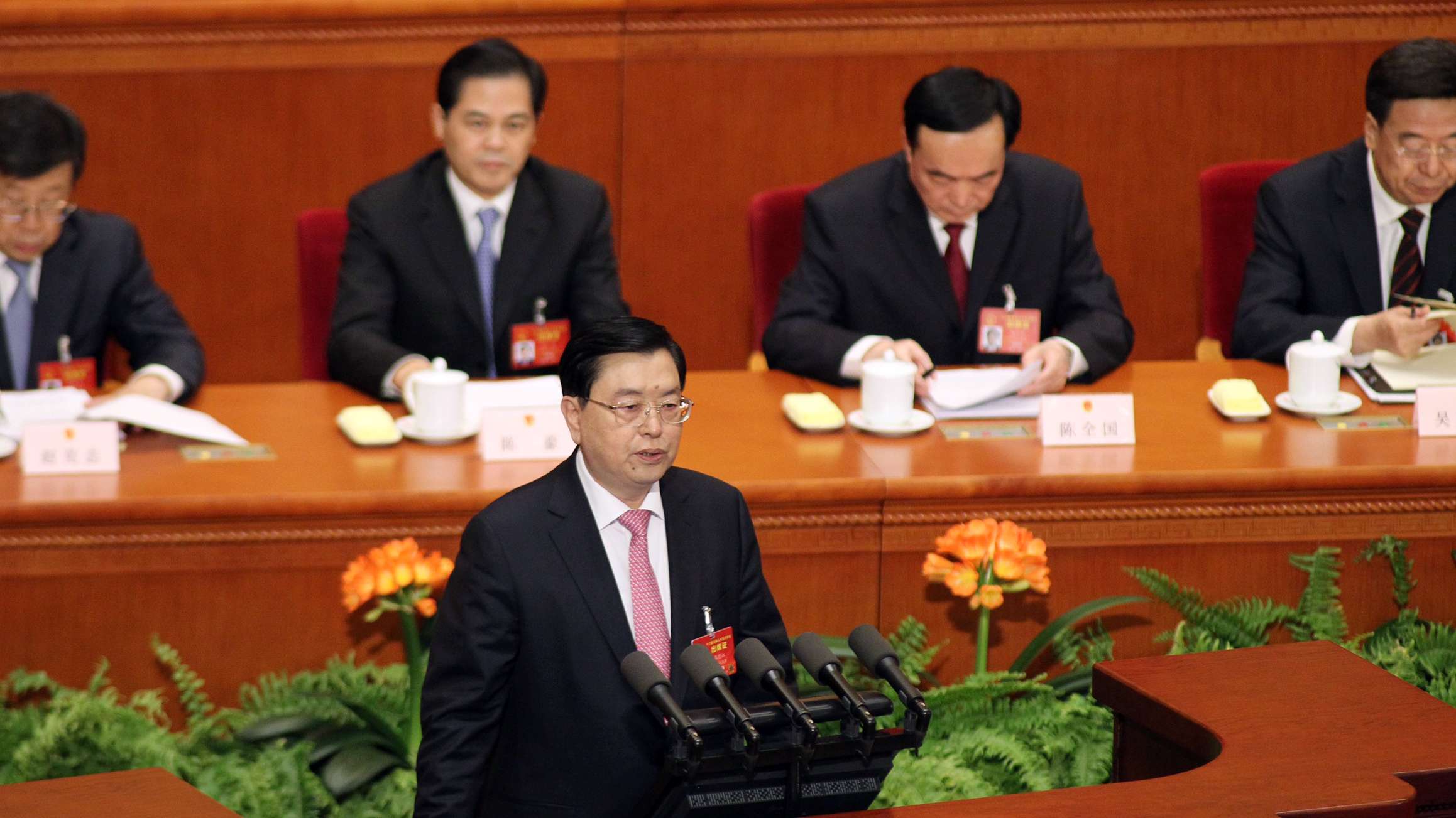 Zhang Dejiang vows that any independence moves in Hong Kong will be crushed. Photo: Simon Song