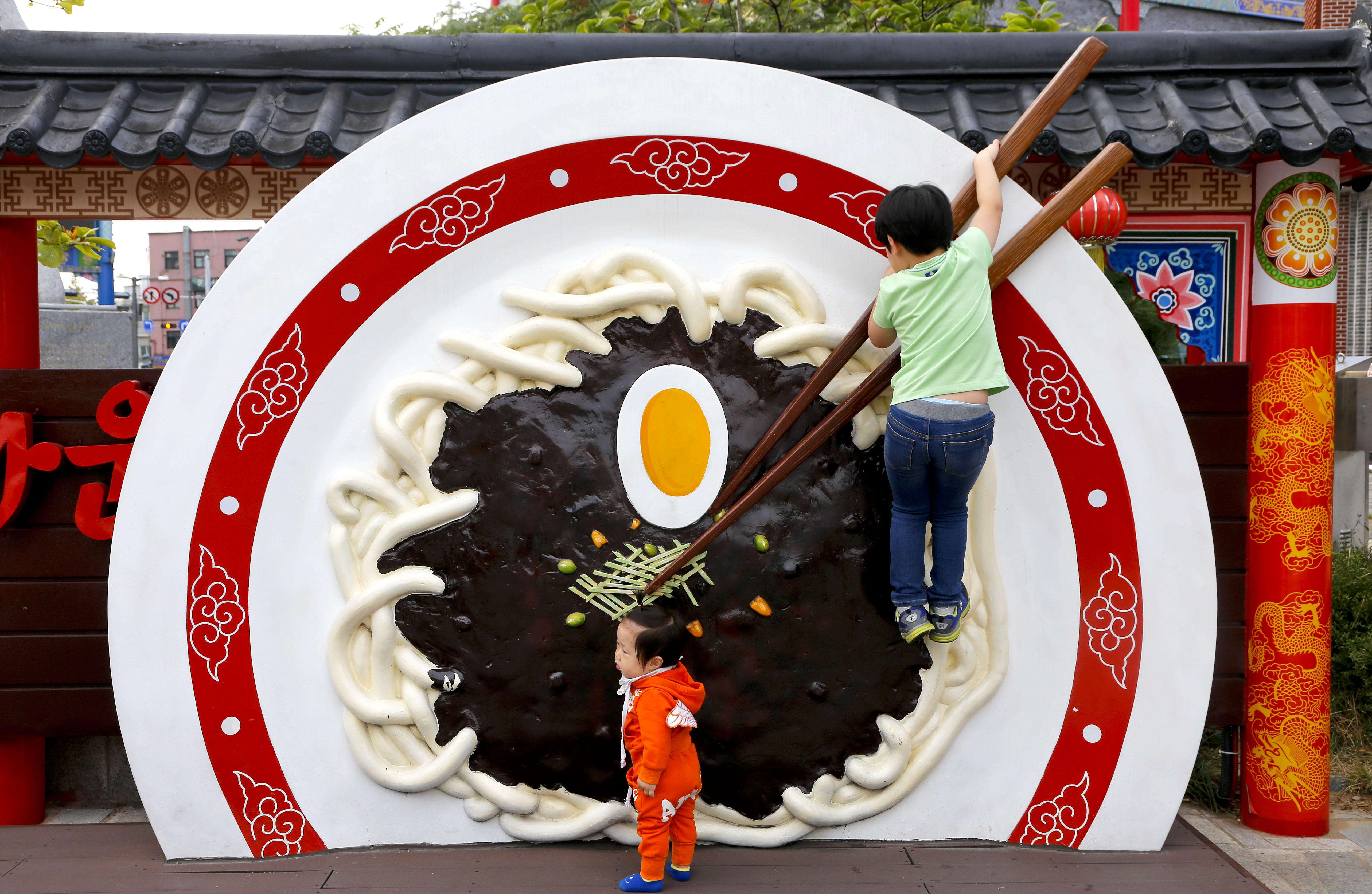 A model of jajangmyeon in Incheon Chinatown. Pictures: Alamy