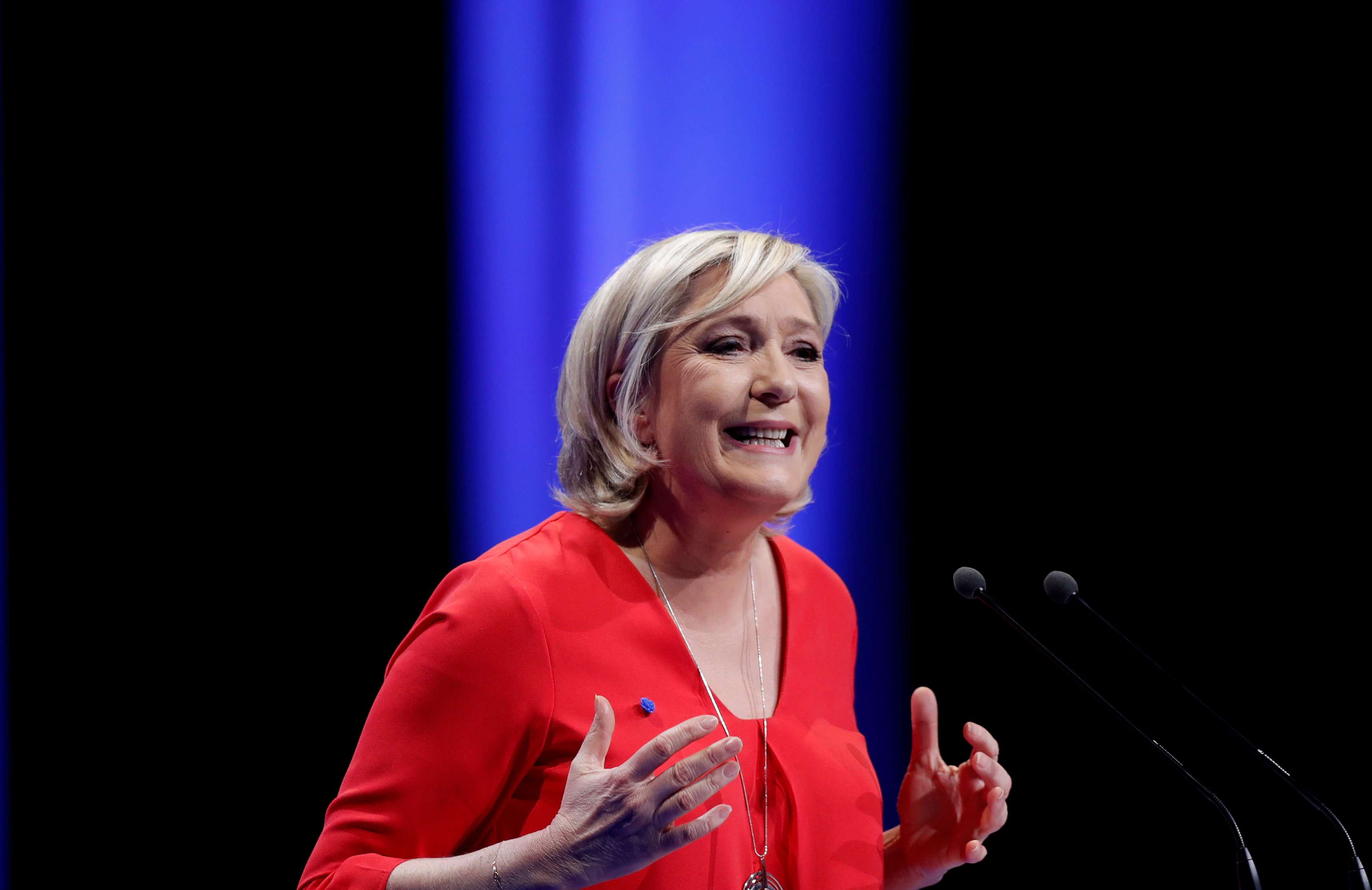 Marine Le Pen, French National Front political party leader and candidate for French 2017 presidential election, attends a political rally in Chateauroux, France. Photo: Reuters