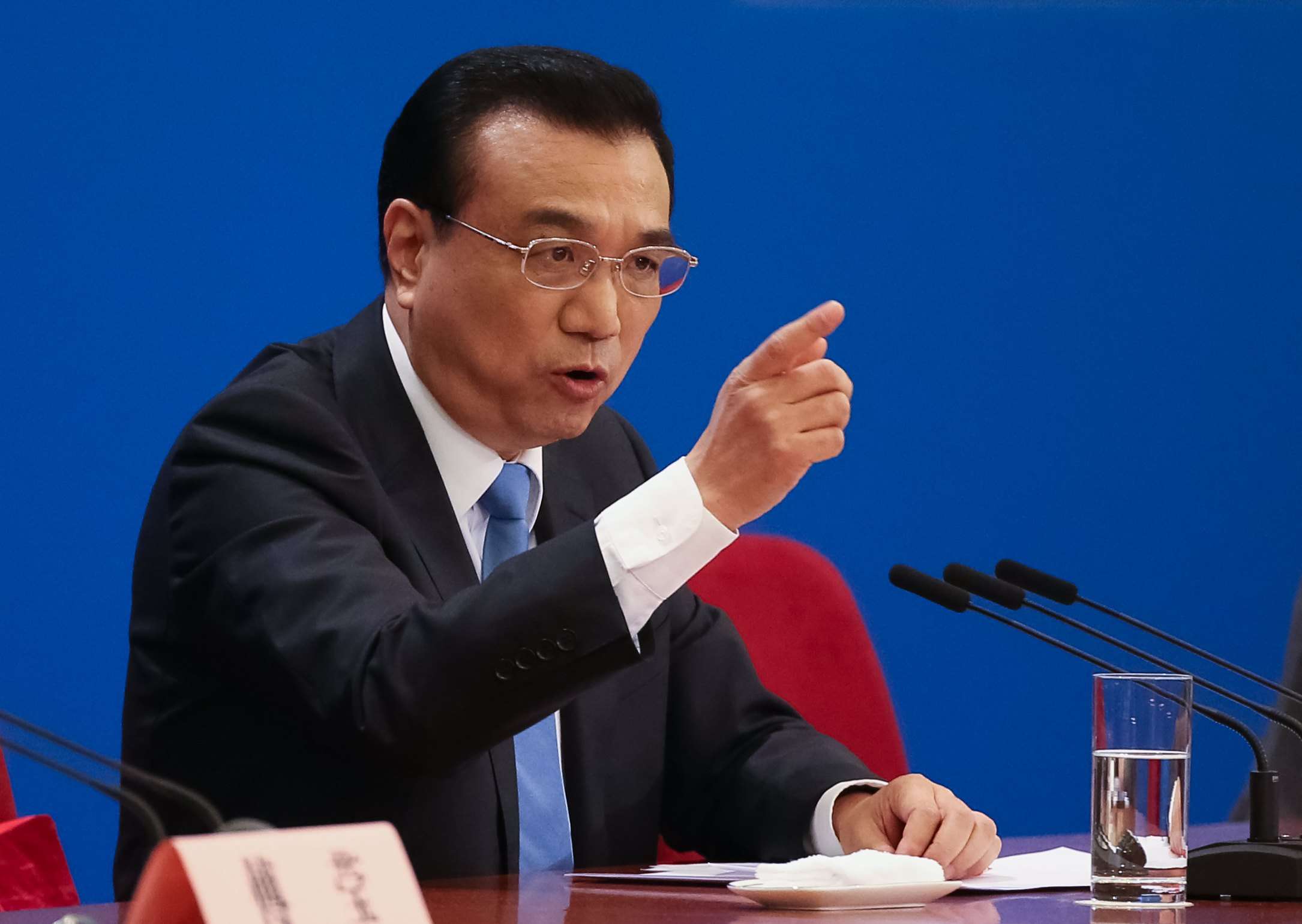 Premier Li Keqiang pictured during his press conference in Beijing. Photo: EPA