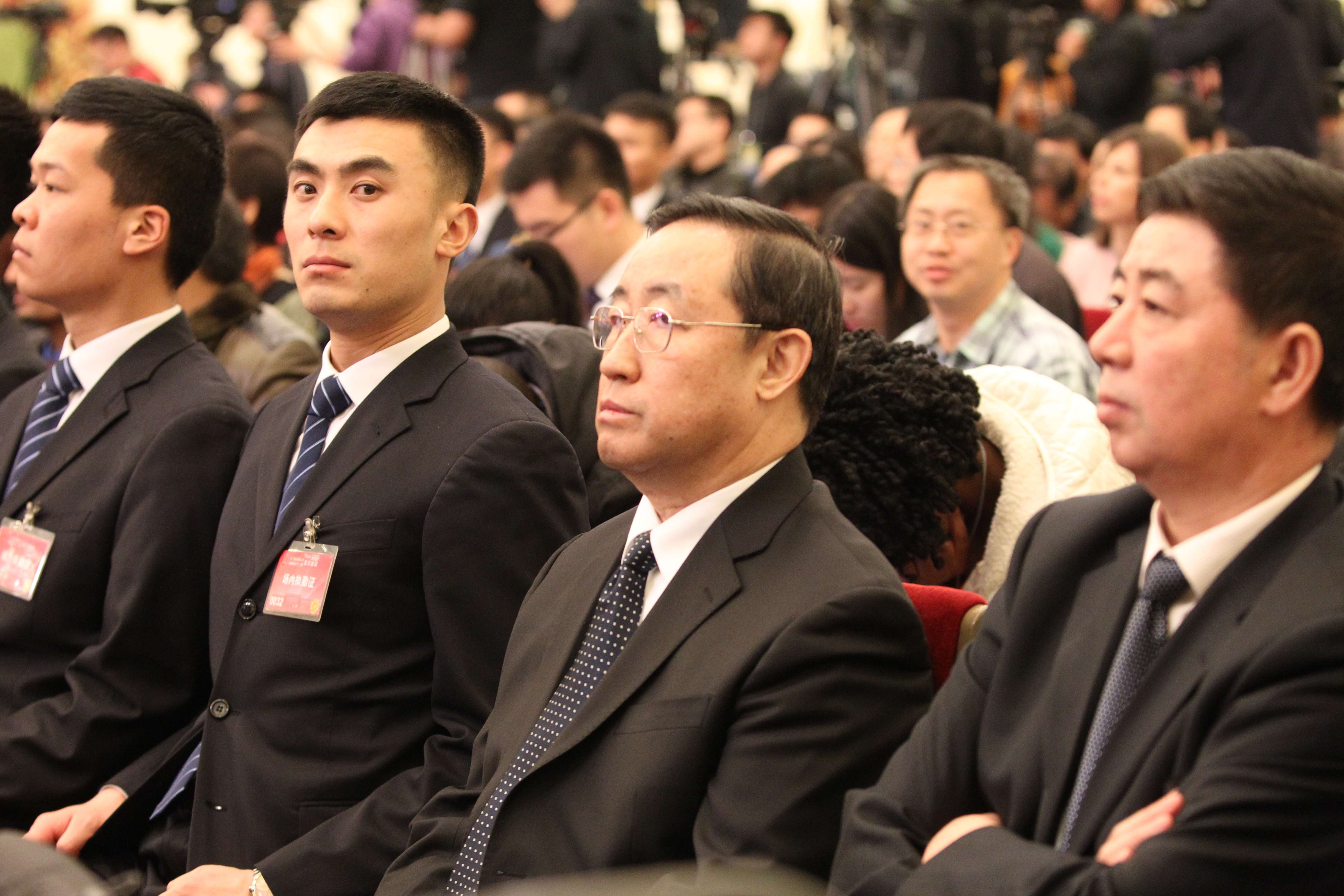 Fu Zhenghua (centre), deputy minister of public security, at the premier’s press conference on Wednesday in Beijing. Photo: Simon Song