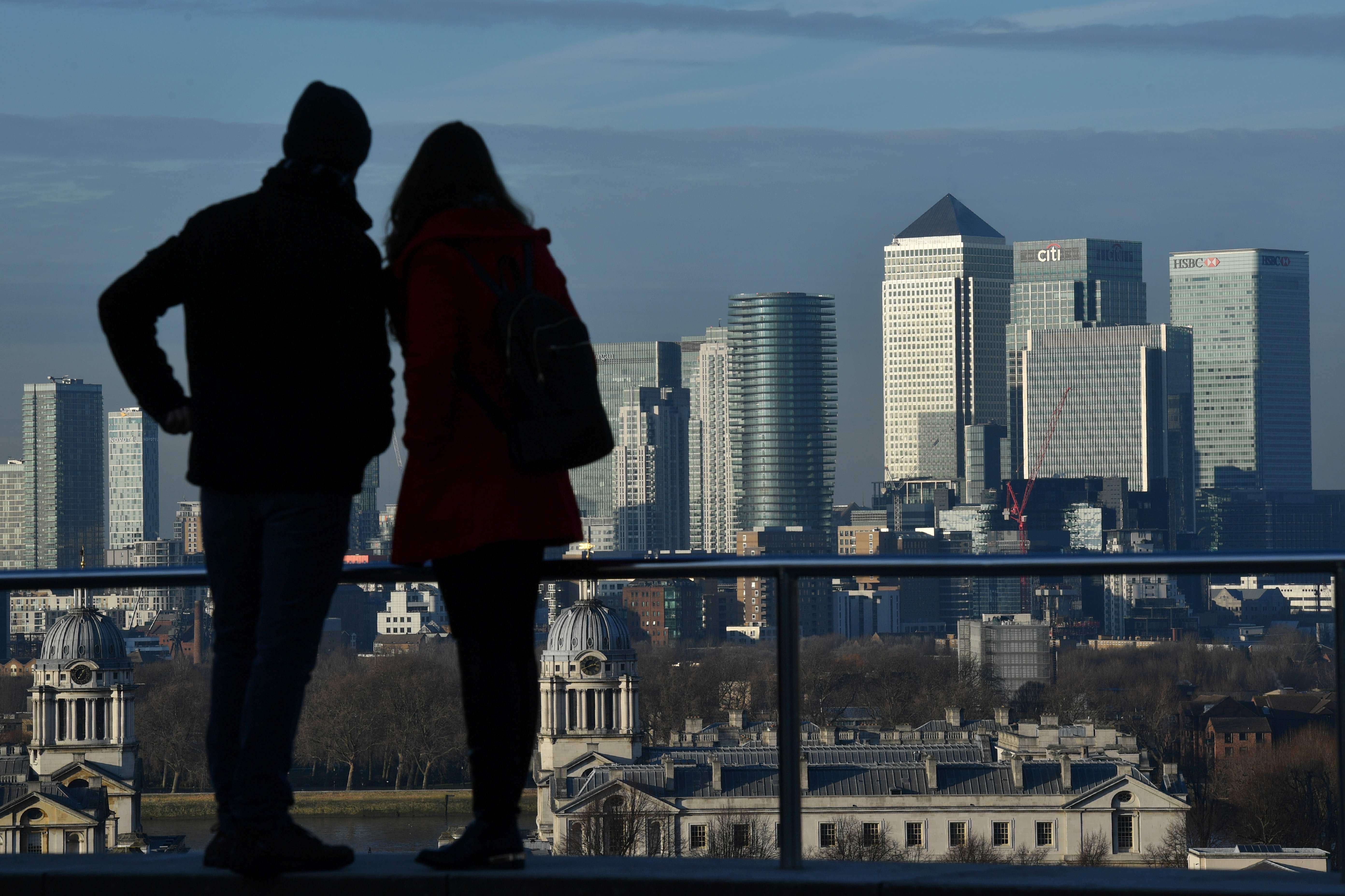 A view across London towards Canary Wharf, primarily a financial district, which is noted for being a socially integrated neighbourhood where people also live and play. Photo: AFP