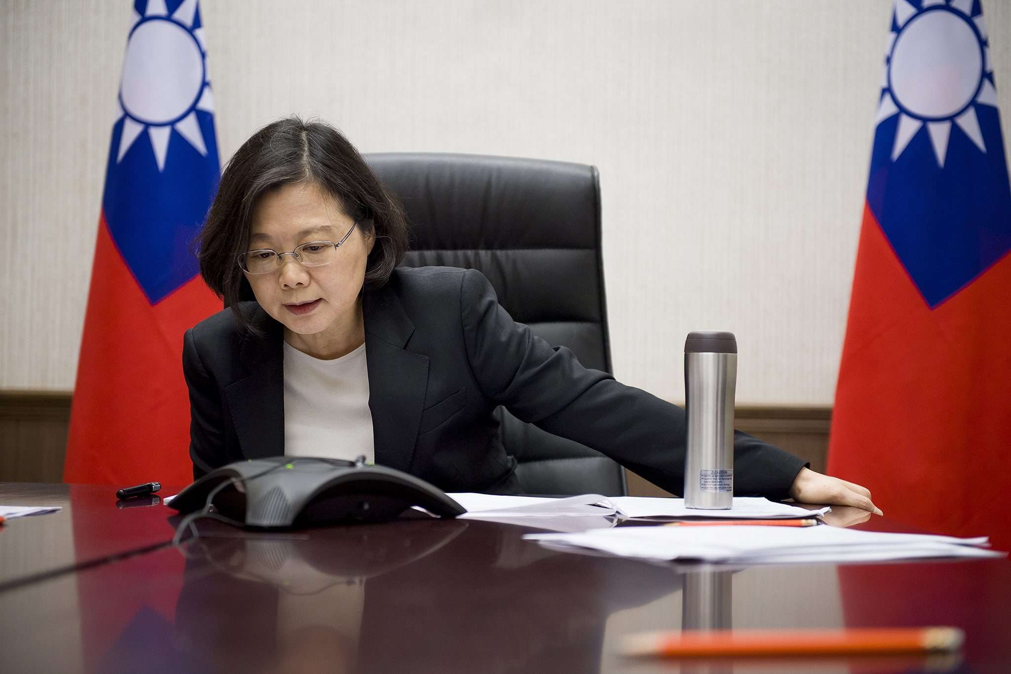 Taiwan’s President Tsai Ing-wen pictured in December speaking by phone with Donald Trump to congratulate him on his election victory. The call infuriated Beijing which discourages all contact by foreign governments with the leader’s of Taiwan, which it considers a breakaway Chinese province. Photo: EPA