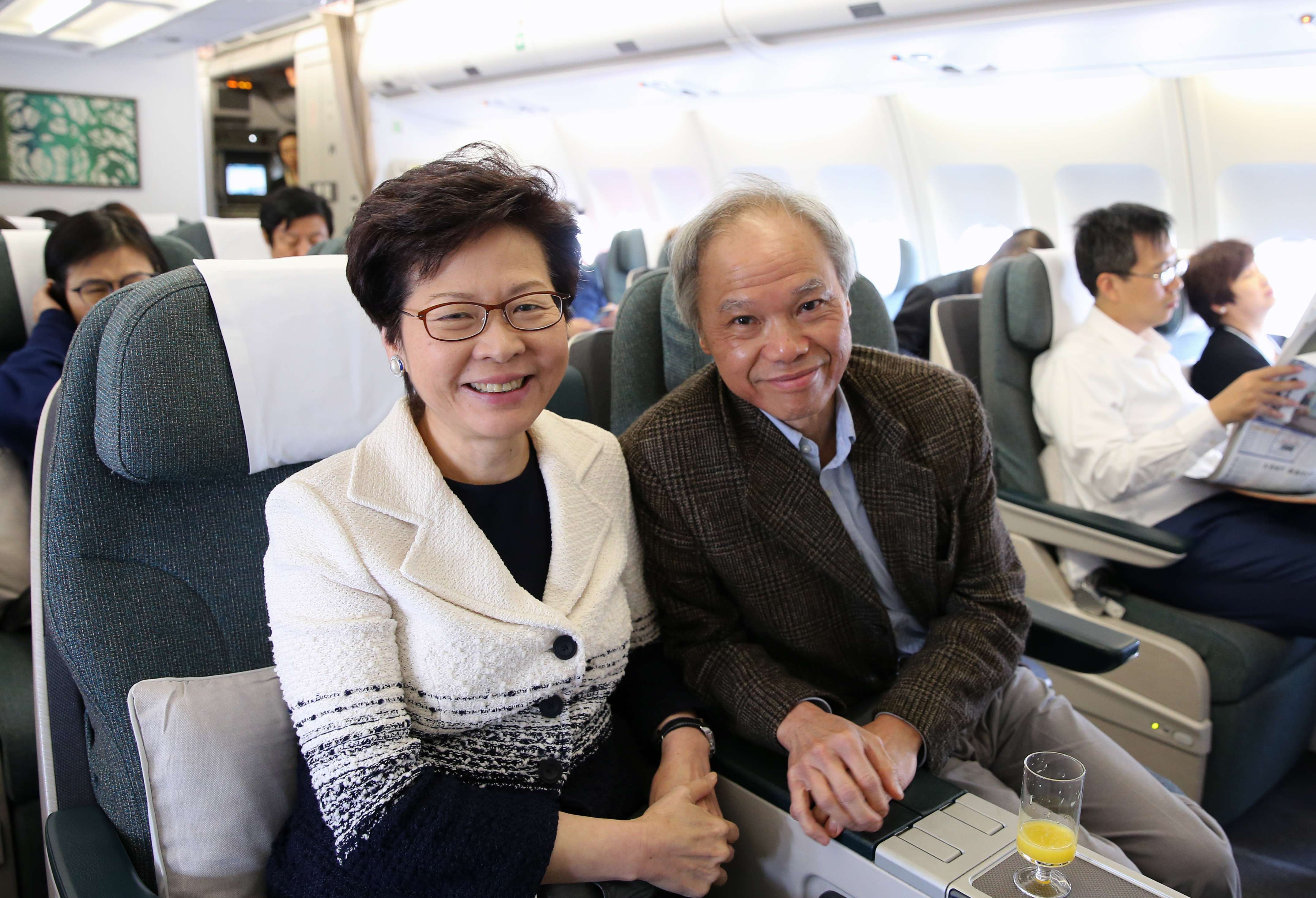 Carrie Lam Cheng Yuet-ngor is travelling to Beijing with her mathematician husband, Lam Siu-por. The couple married in 1984 and have two sons. Photo: Sam Tsang