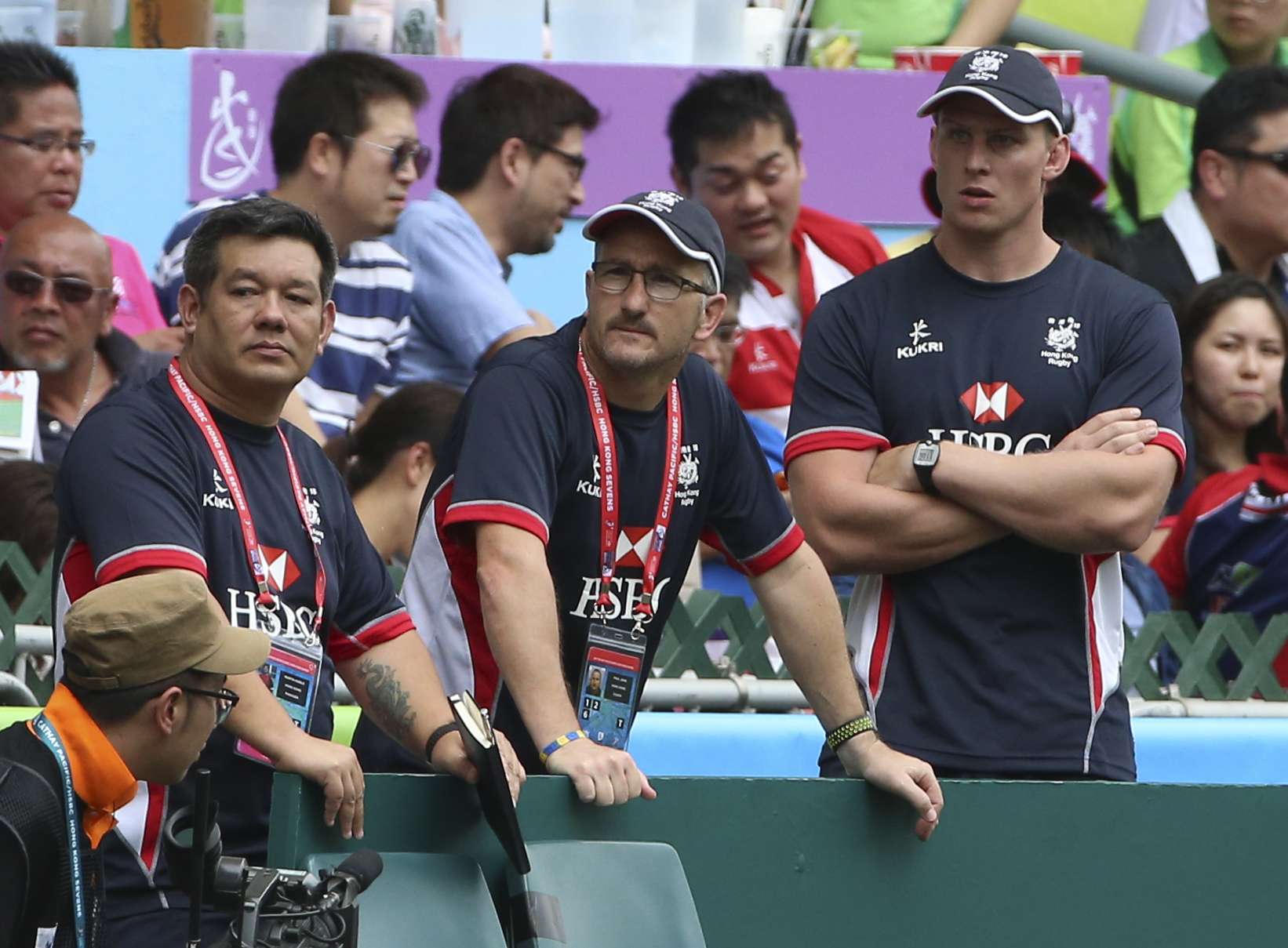 Hong Kong head coach Paul John and assistant Jevon Groves watch it all unravel against Chile yesterday. Photo: Jonathan Wong