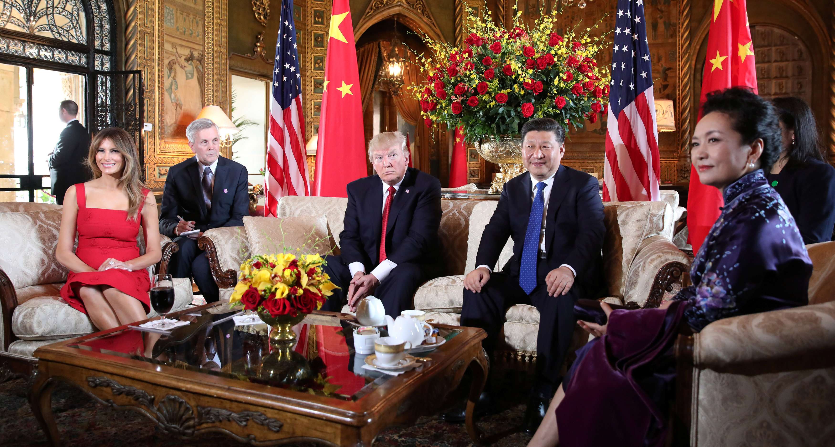 Melania and Donald Trump with Xi Jinping and Peng Liyuan at Mar-a-Lago. Photo: Reuters