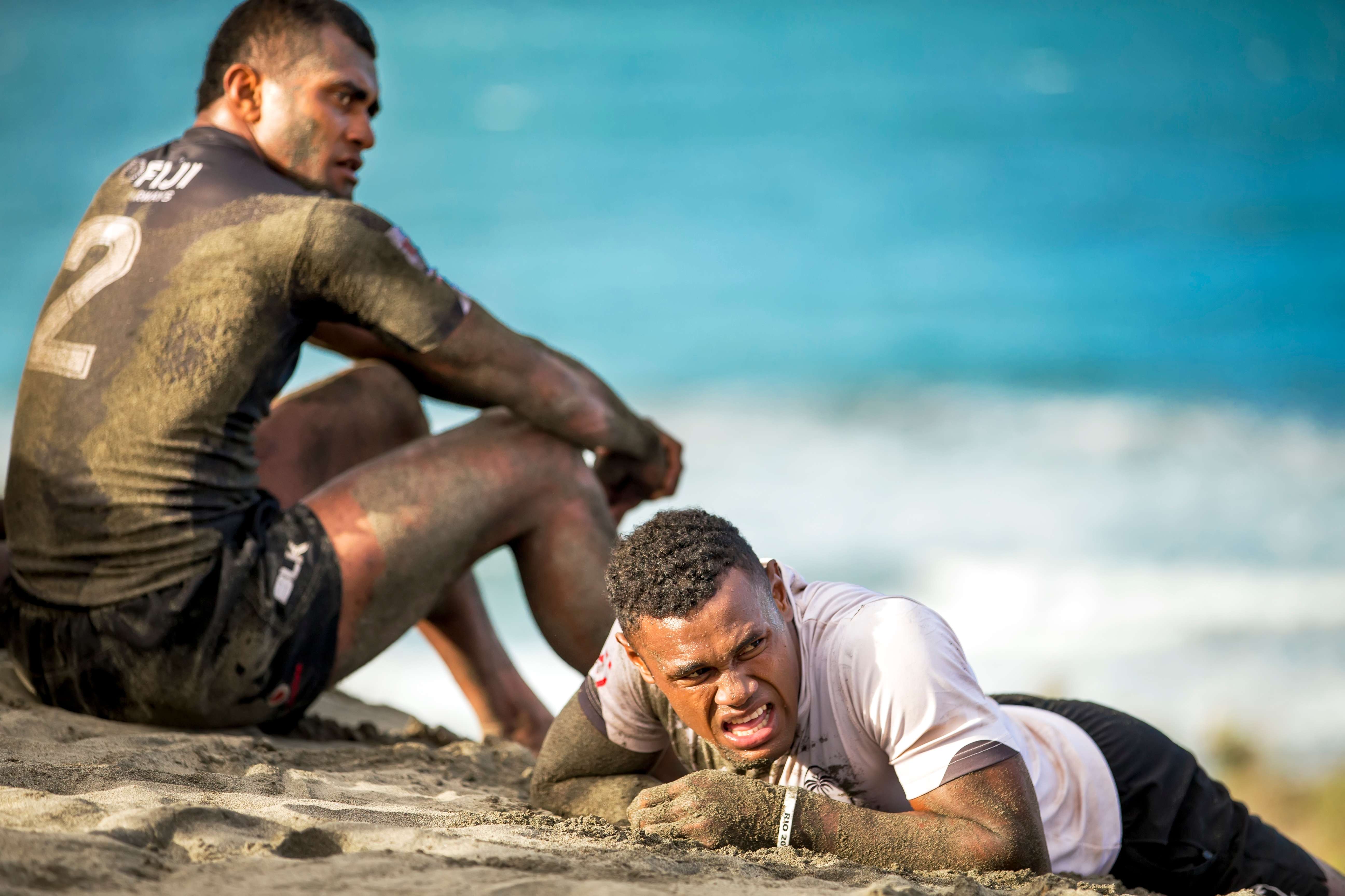 Fiji players training on the beach. Photo: Zoomfiji