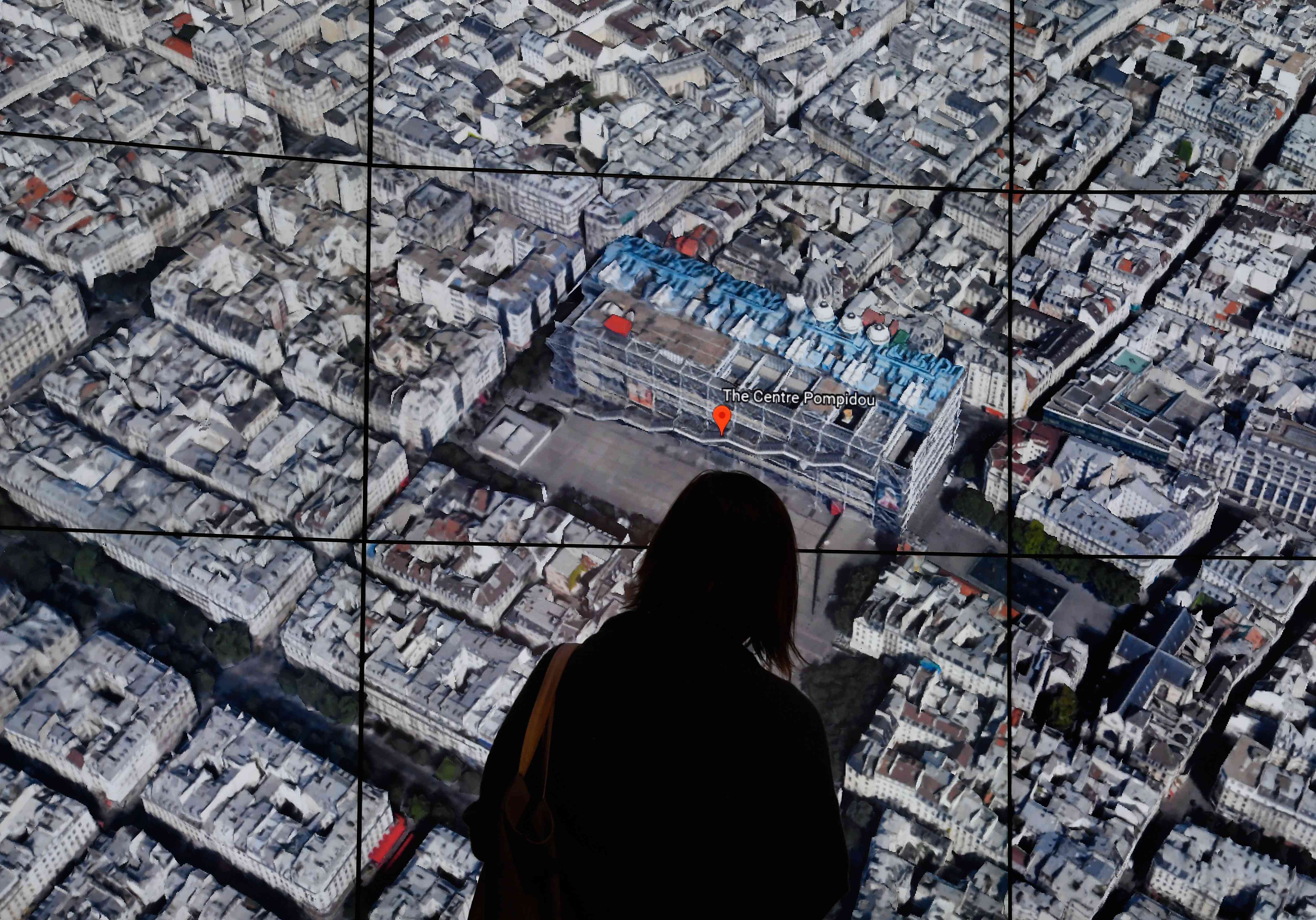 Google Earth unveiled the revamped version of the application (here showing Paris) at an event at New York's Whitney Museum of Art. Photo: AFP/Timothy Clary