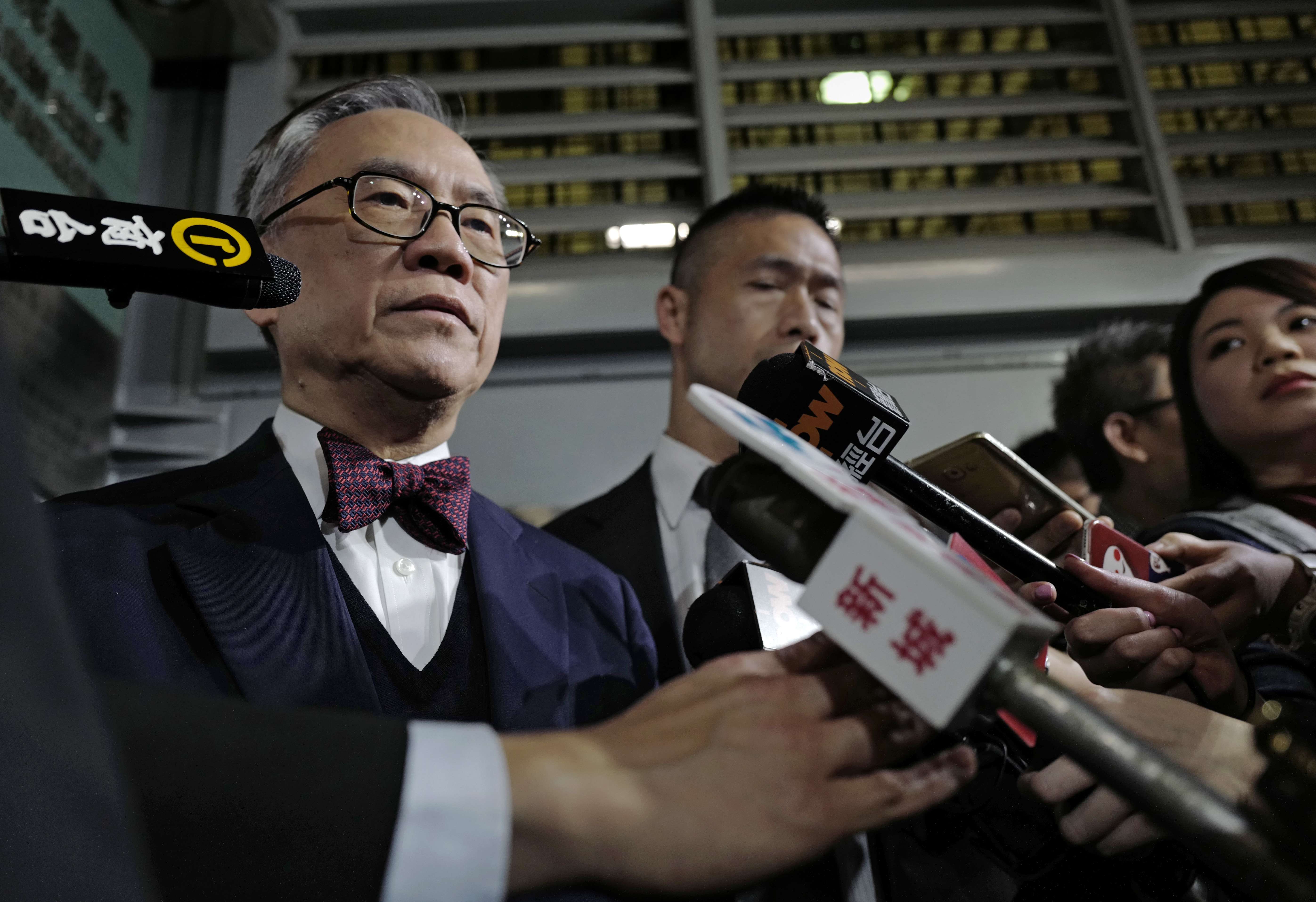 Former Hong Kong chief executive Donald Tsang leaves the high court on April 24, 2017 after being granted bail to appeal against a misconduct conviction and a 20-month prison term. Photo: AP