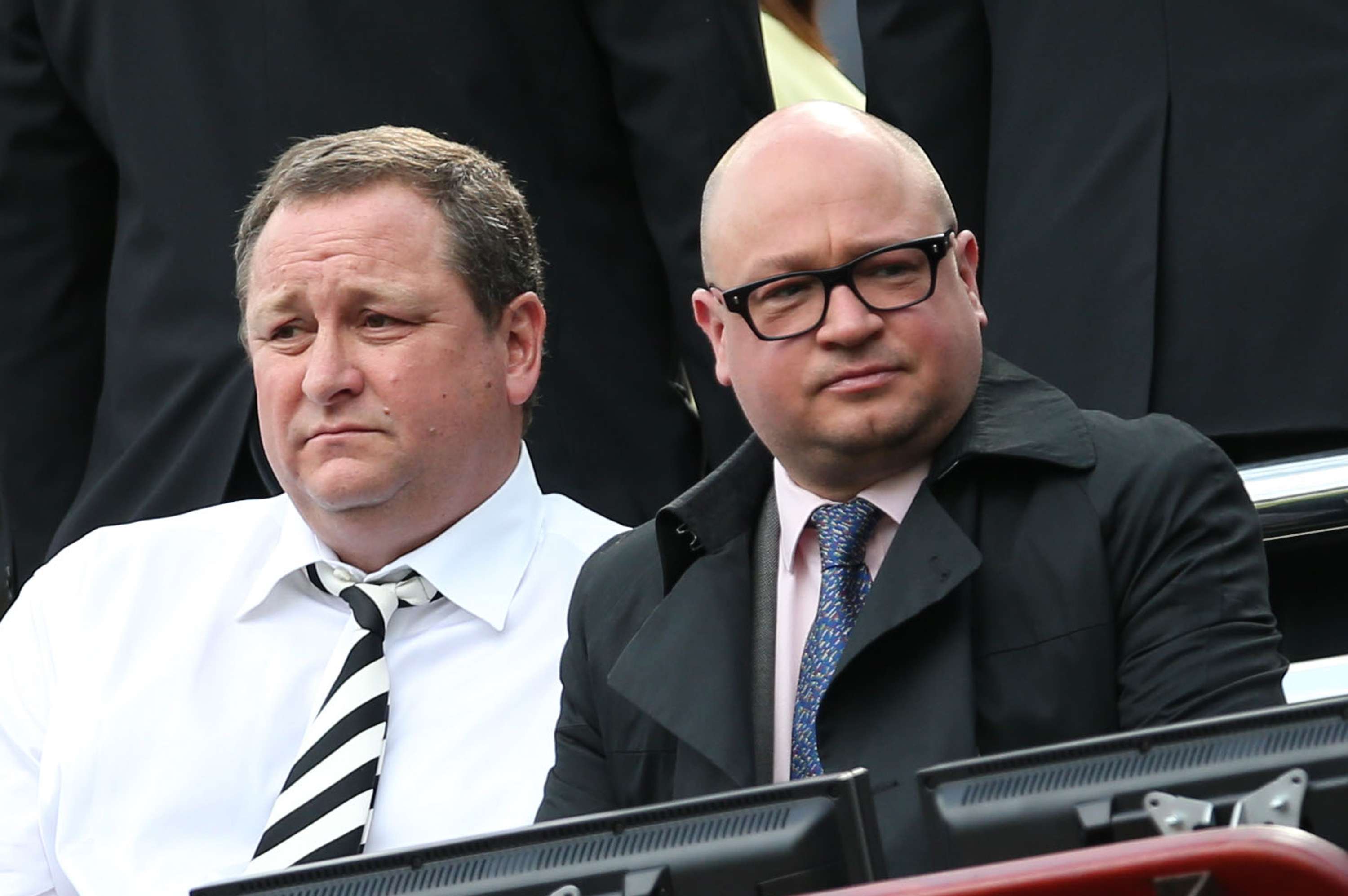 Newcastle United managing director Lee Charnley (right), pictured with owner Mike Ashley, is under investigation. Photo: AFP